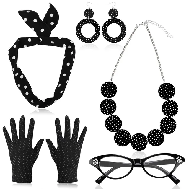 howaf-50er-jahre-accessoires-damen-rockabilly-set-schwarz-5-tlg image 1