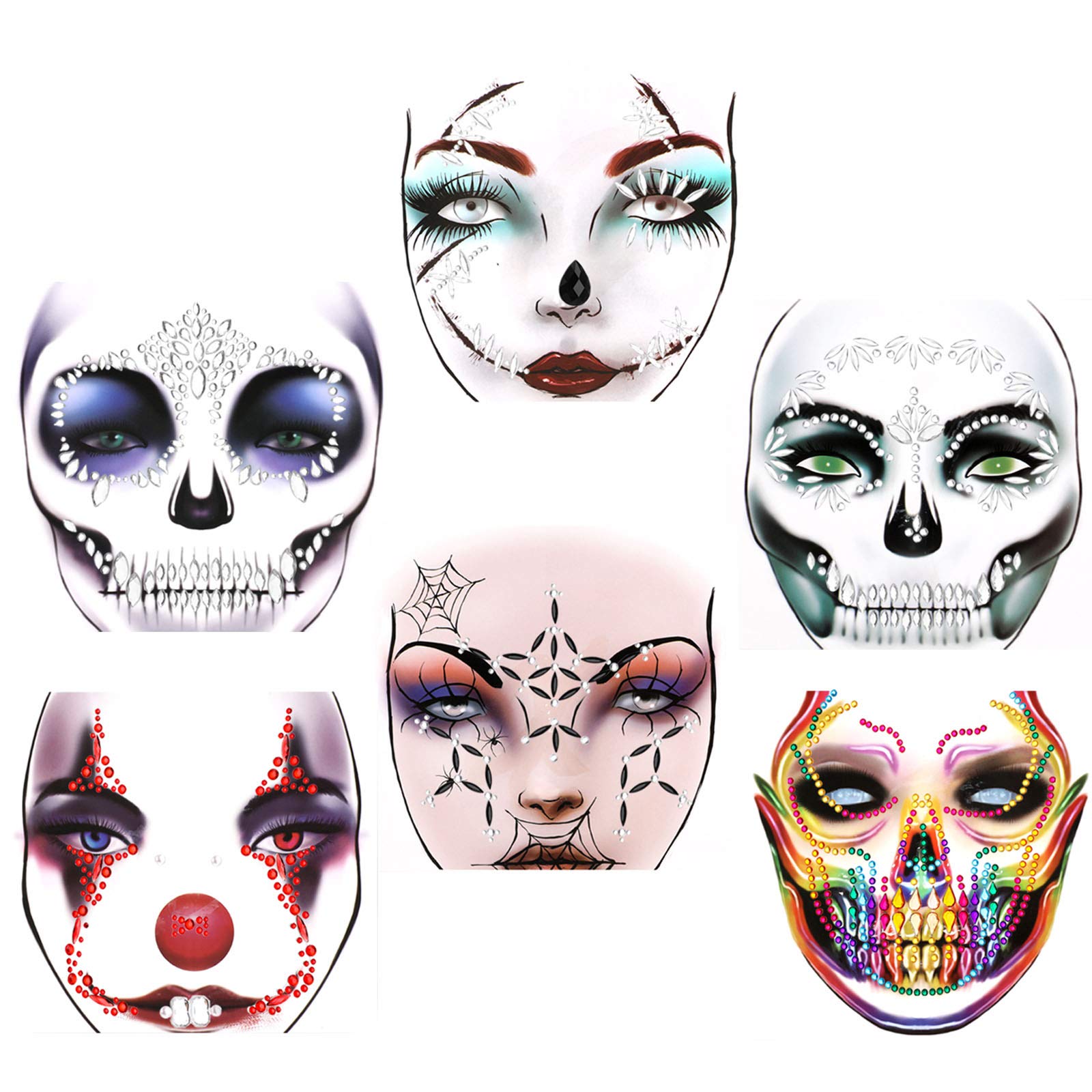 howaf-gesicht-edelsteine-halloween-6er-selbstklebend-glitzer image 1