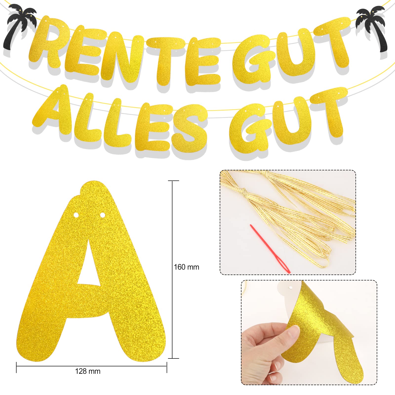 howaf-rente-gut-alles-gut-ruhestand-deko-set-19-tlg-schwarz-gold image 2