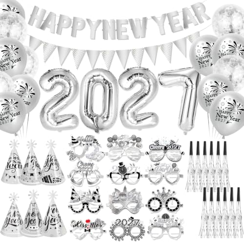 howaf-silvester-deko-2027-set-silber-happy-new-year-banner-ballons image 8
