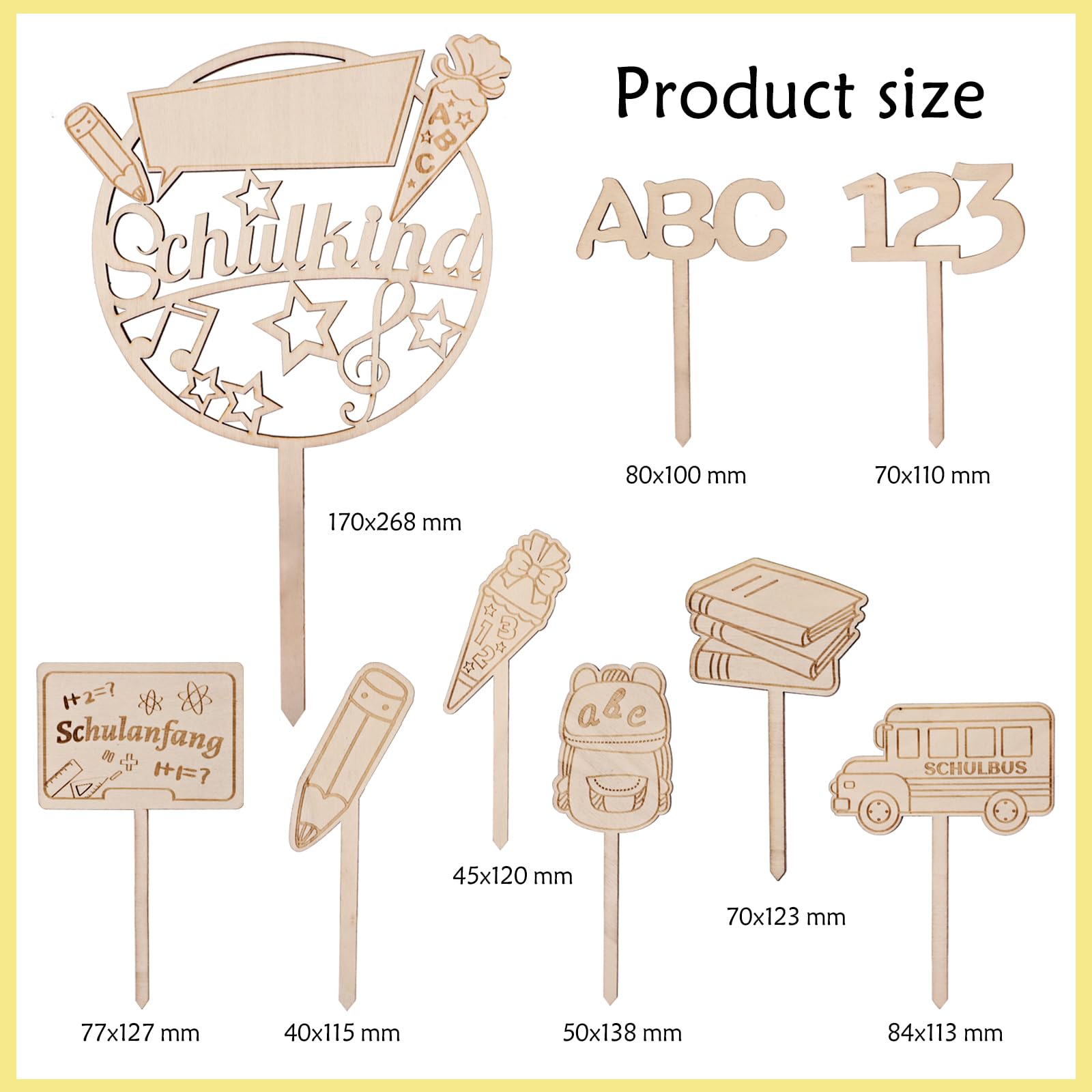 howaf-schulanfang-cake-topper-holz-9-teilig-abc image 2