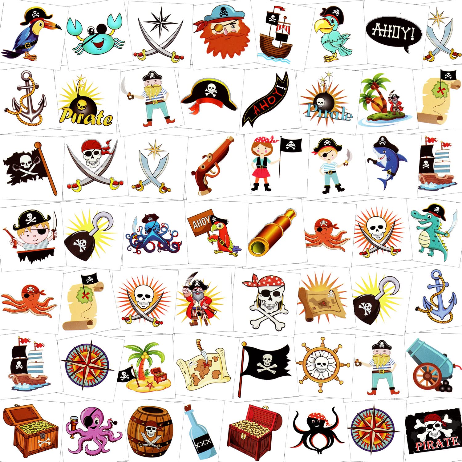 howaf-piraten-tattoos-kinder-96-st-ck-tempor-re-klebetattoos-set image 1