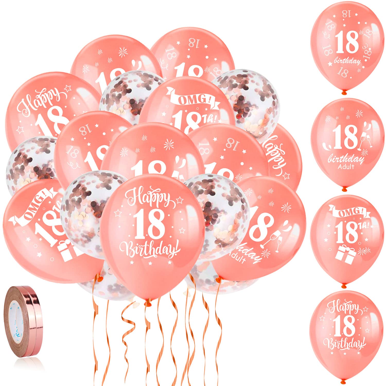 howaf-18-geburtstag-luftballons-set-30-tlg-rosegold-12-zoll image 1