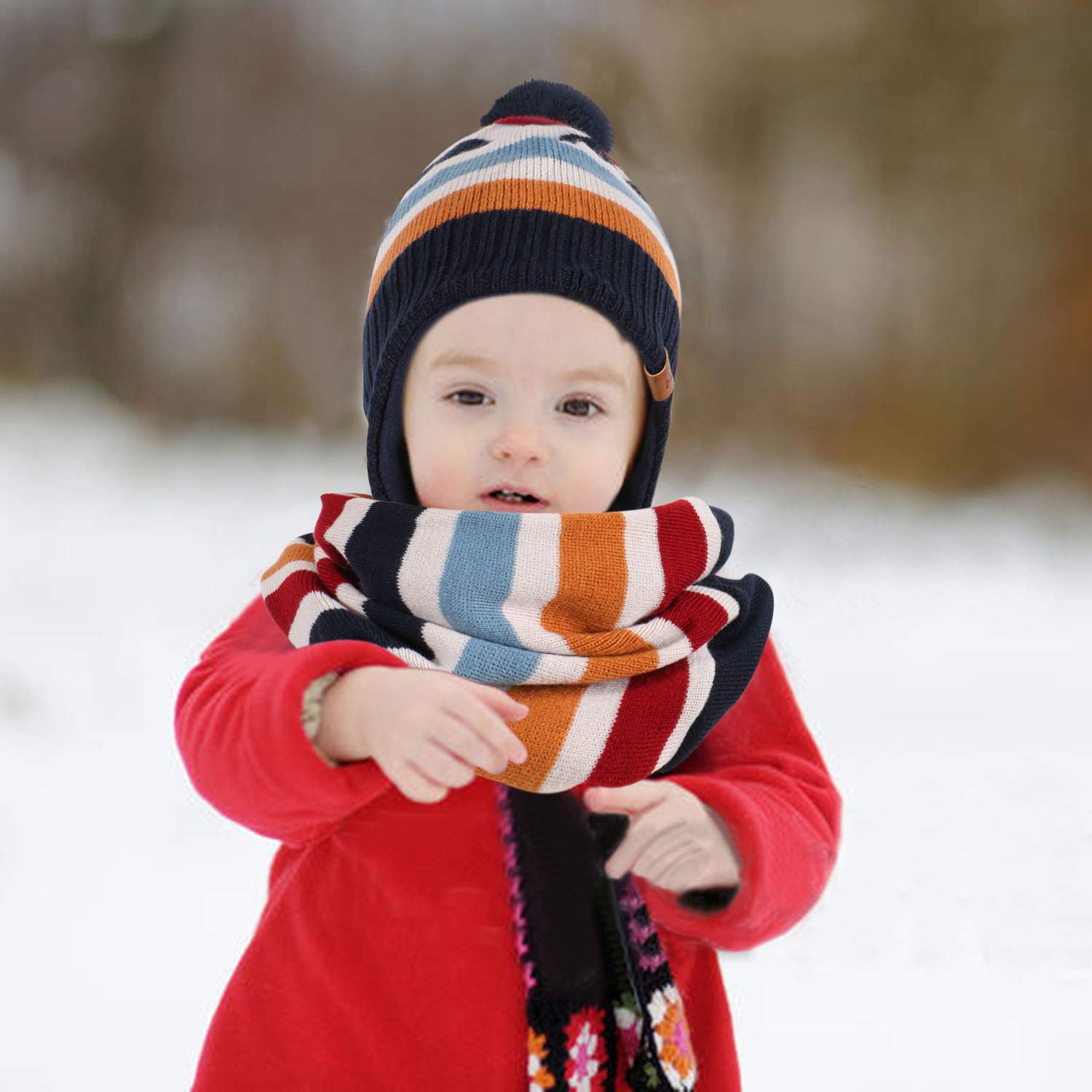 tacobear-kinder-winterm-tze-mit-schal-gestreift-4-7-jahre-beanie image 7