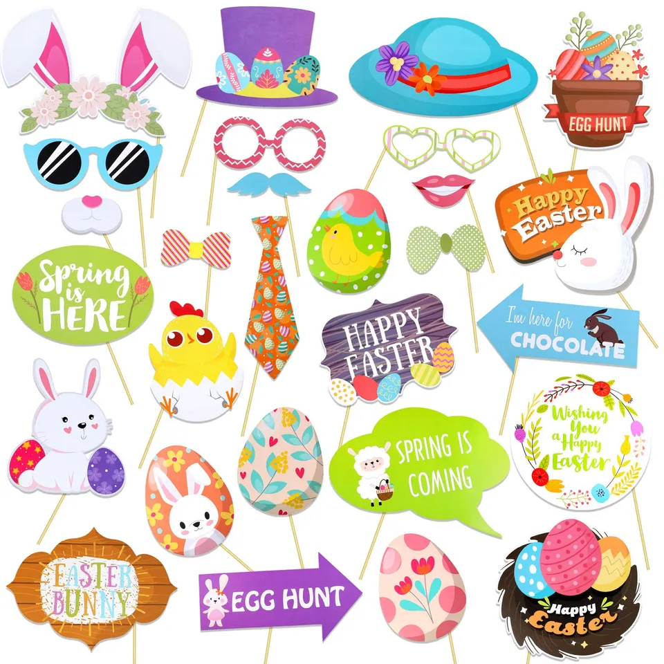 howaf-ostern-photo-booth-props-fotorequisiten-28-teilig-bunt image 1