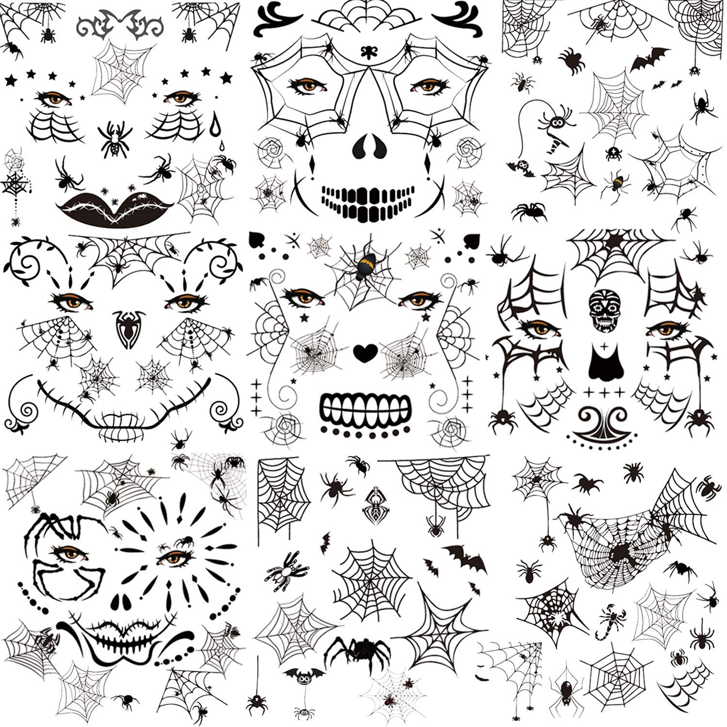 howaf-halloween-tempor-re-tattoos-spinnen-netz-10-blatt image 1