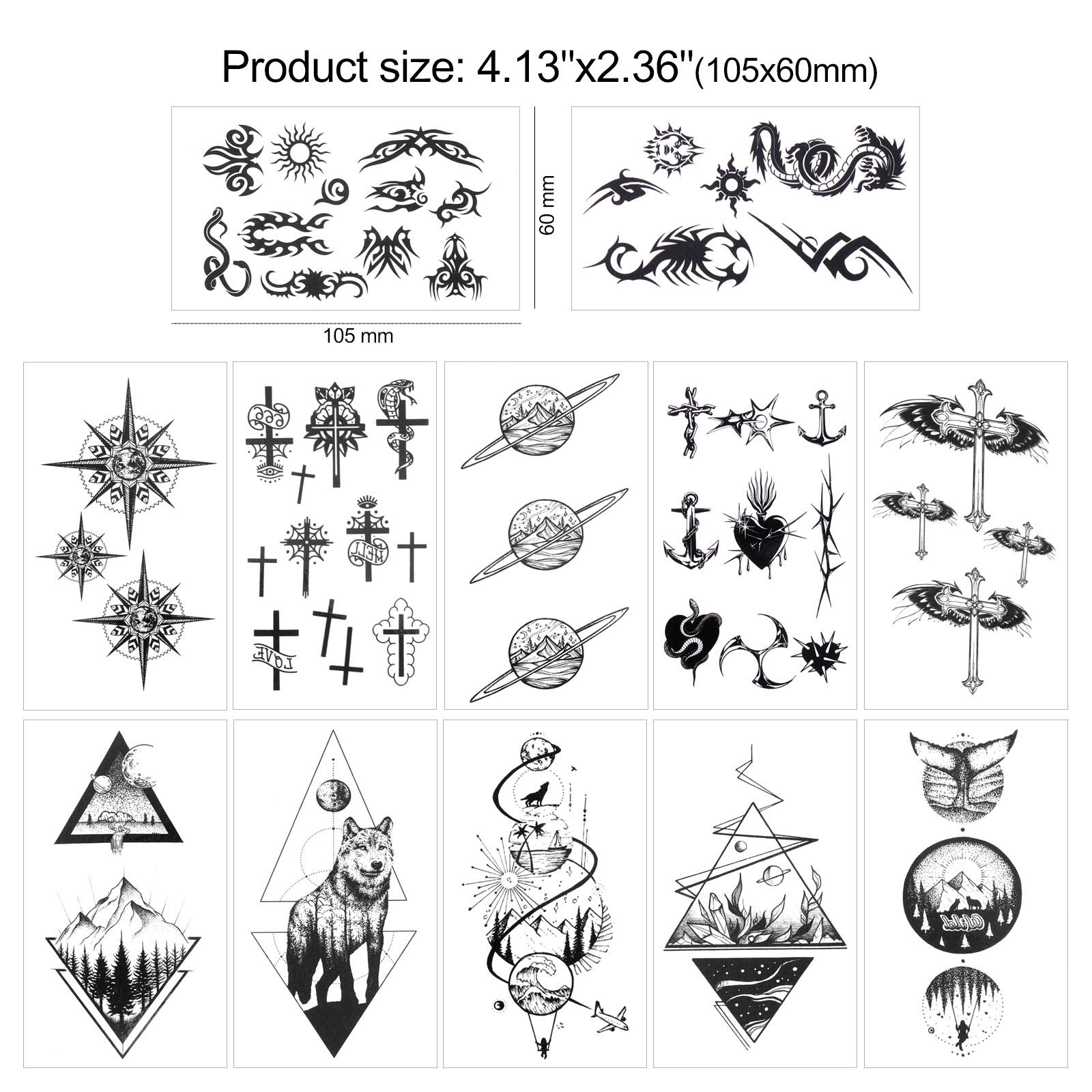 howaf-temporary-tattoos-schwarz-30-blatt-klebetattoos-set image 2