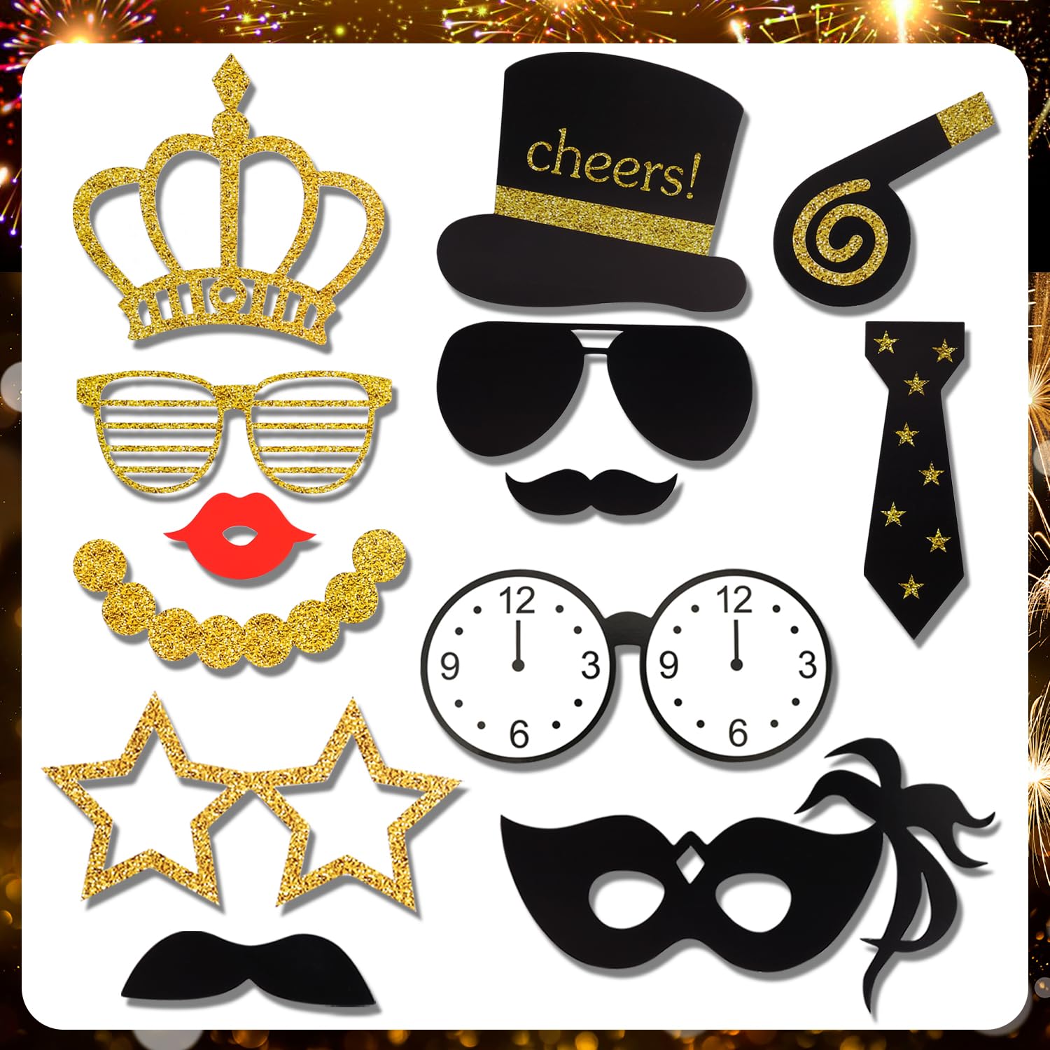 howaf-silvester-foto-requisiten-schwarz-gold-21-st-ck-neujahr image 2