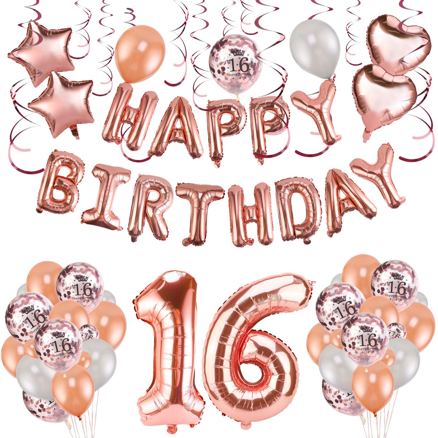 howaf-sweet-16-geburtstag-deko-ballon-set-rosegold-16 image 2