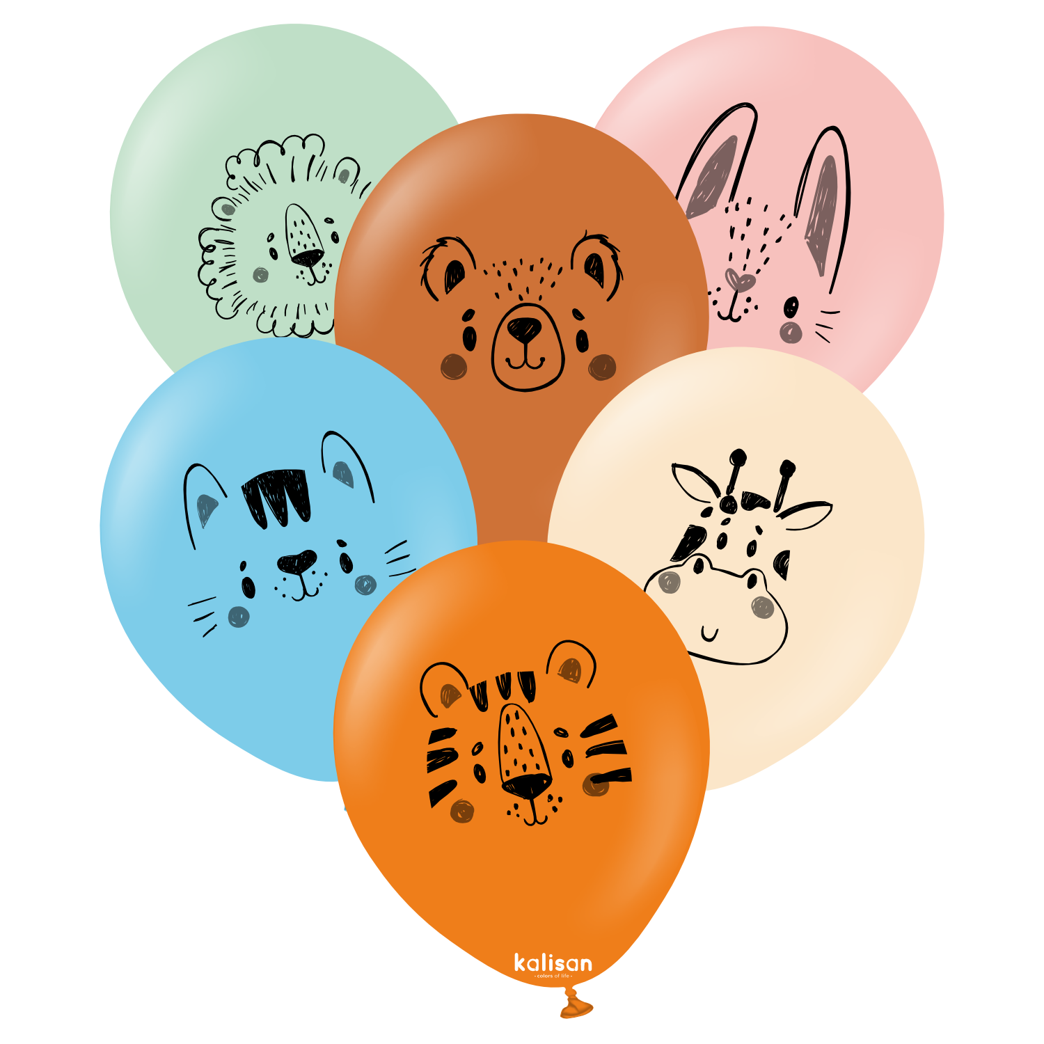 kalisan-animals-luftballon-animal-faces-12-zoll-6-st-ck-mix image 1