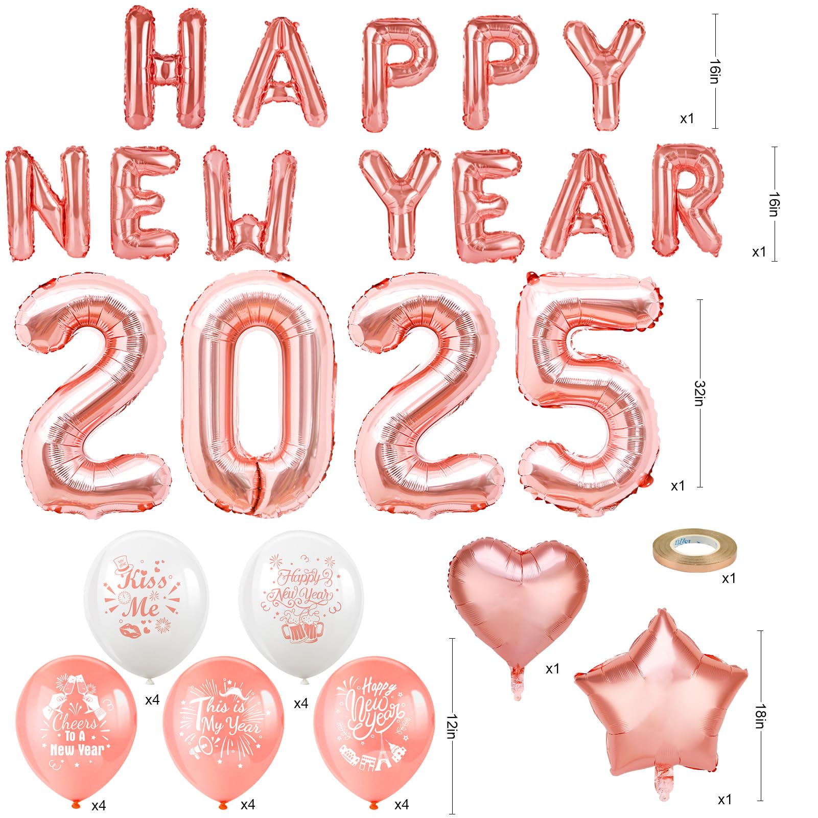 howaf-silvester-deko-2025-ros-gold-2025-ballons-girlande-set image 2