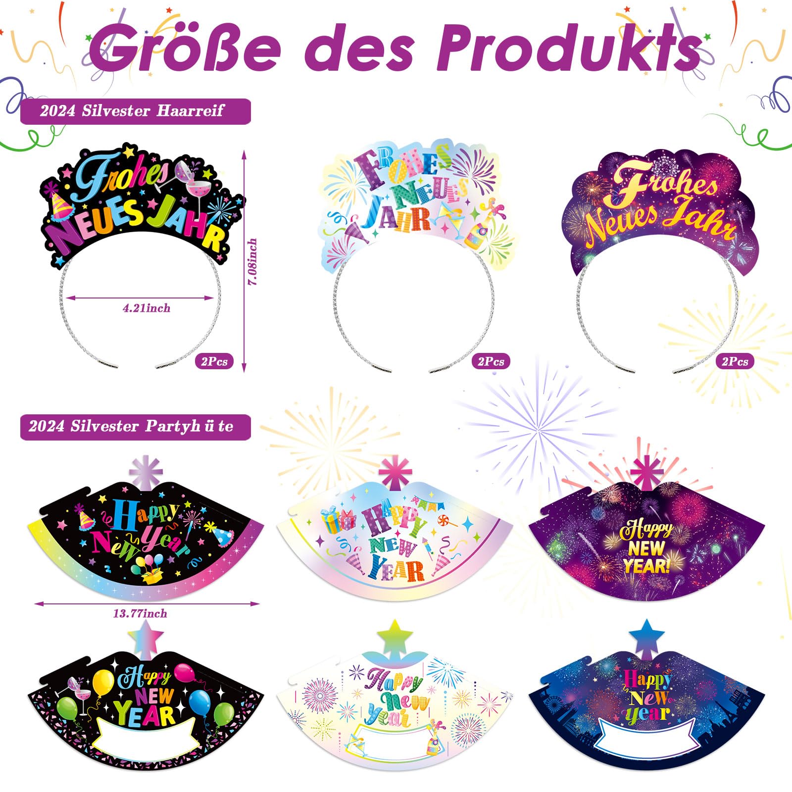 howaf-silvester-deko-set-partyh-te-brille-haarreif-tattoos image 2