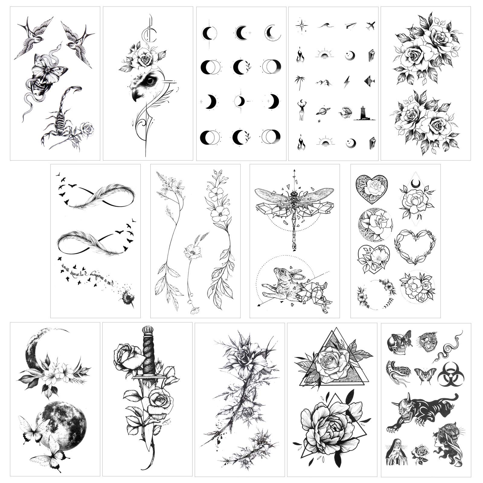 howaf-temporary-tattoos-schwarz-30-blatt-klebetattoos-set image 3