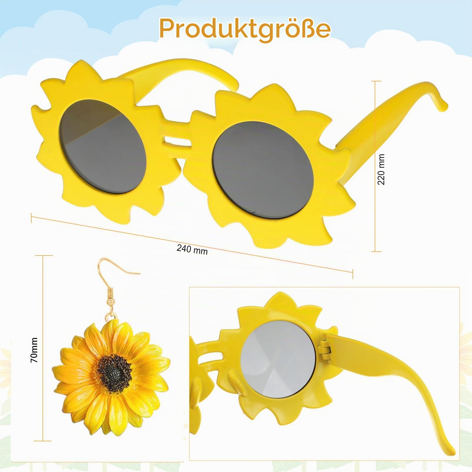 howaf-temporary-tattoos-sonnenblumen-kost-m-set-damen image 4
