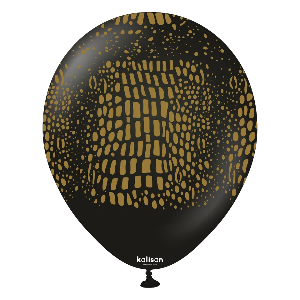 kalisan-safari-theme-crocodile-black-luftballons-25-st-ck-schwarz-gold image 1