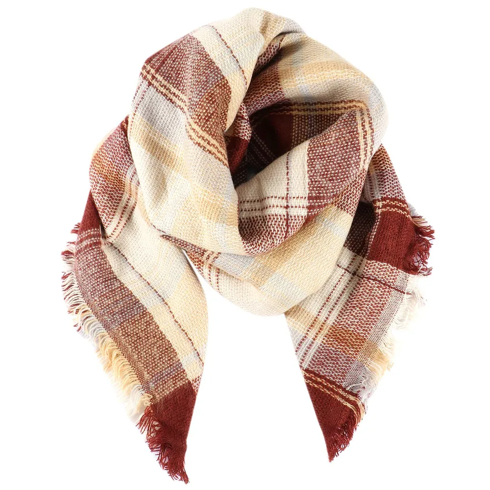 tacobear-schal-kinder-kariert-beige-kaffee-warm image 1