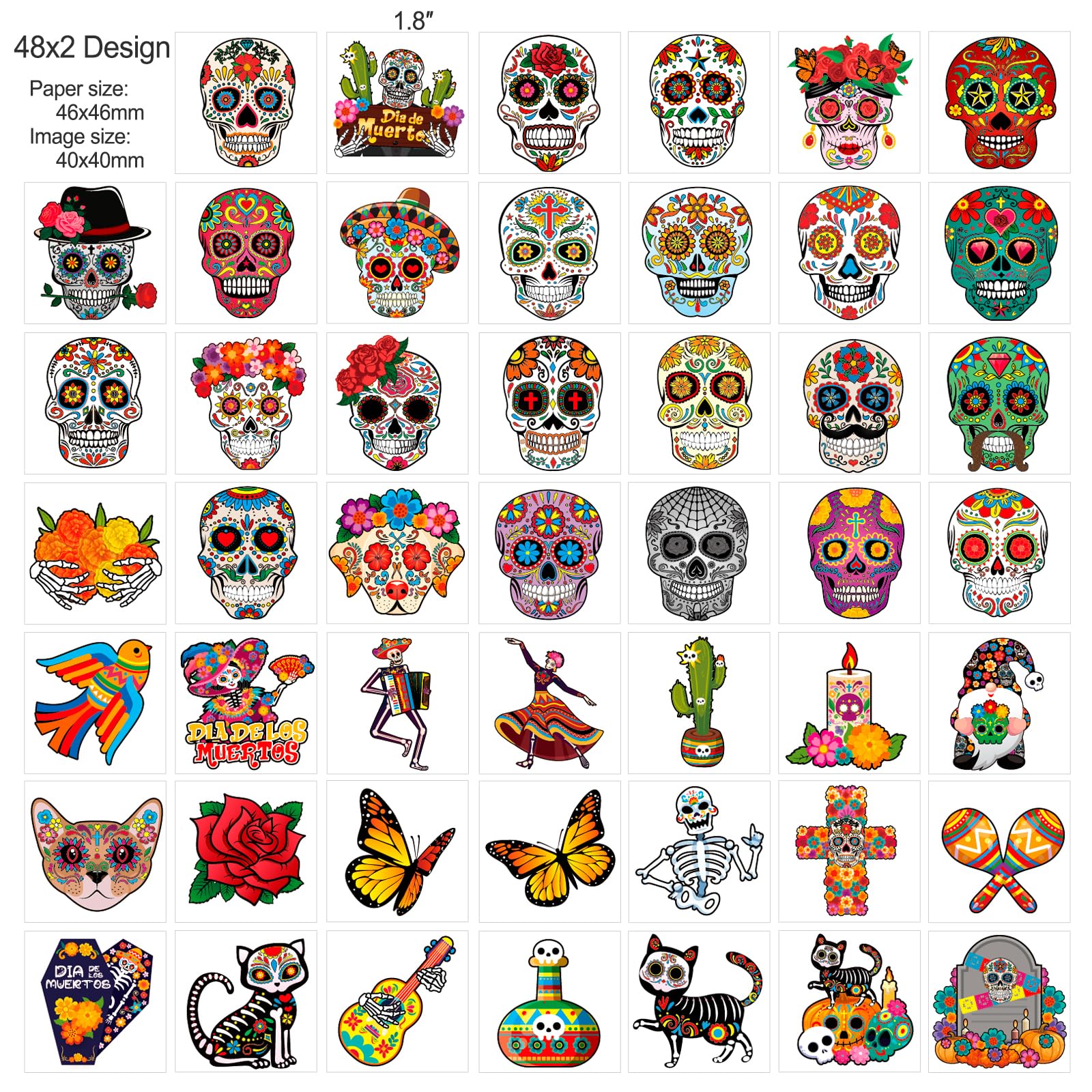 howaf-halloween-tattoo-kinder-96-st-ck-tag-der-toten-totenkopf image 3