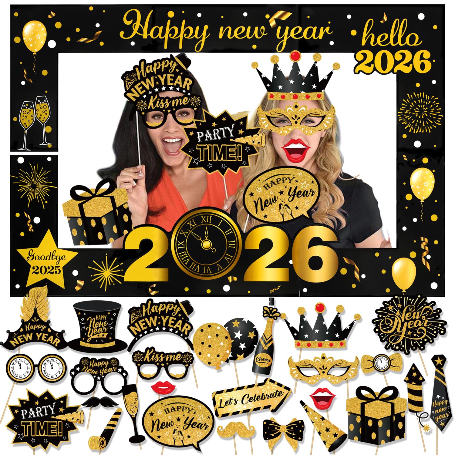 howaf-silvester-foto-requisiten-xxl-rahmen-stil-b-26-teile image 1