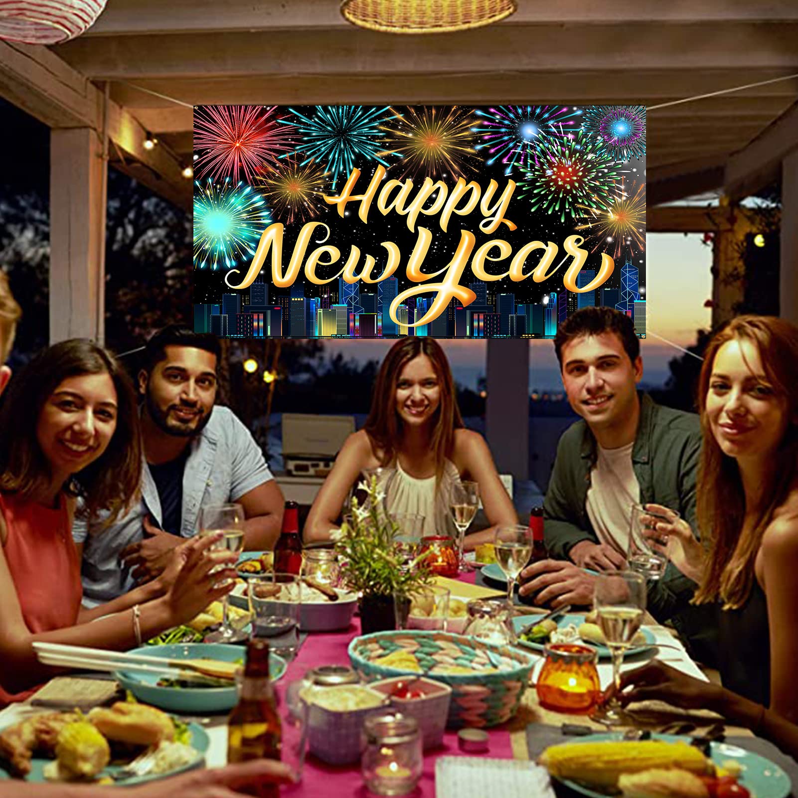 howaf-happy-new-year-banner-stoff-185x110cm-silvester-deko-2027 image 7