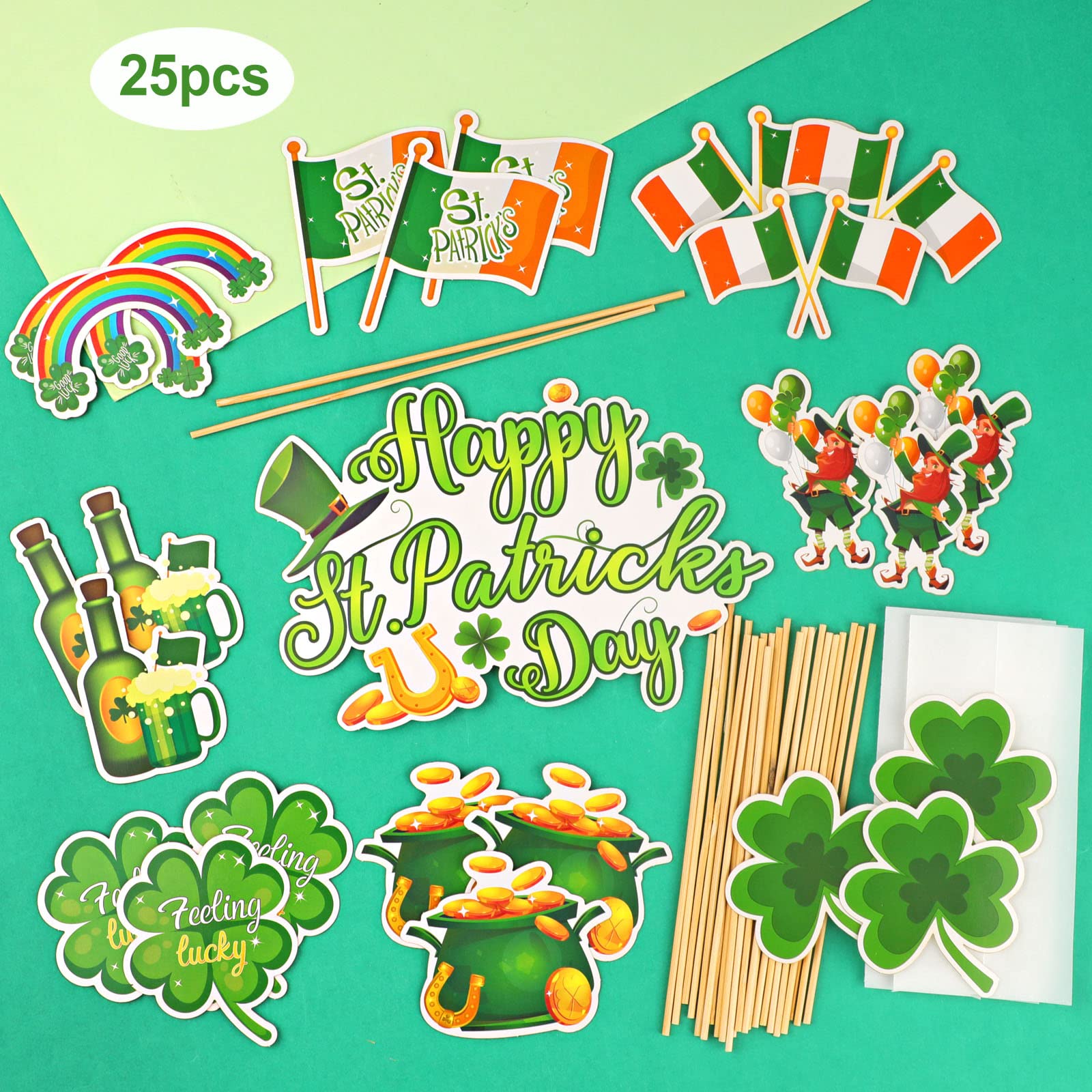 howaf-st-patricks-day-tortendeko-25-st-ck-kleeblatt-cake-topper image 4