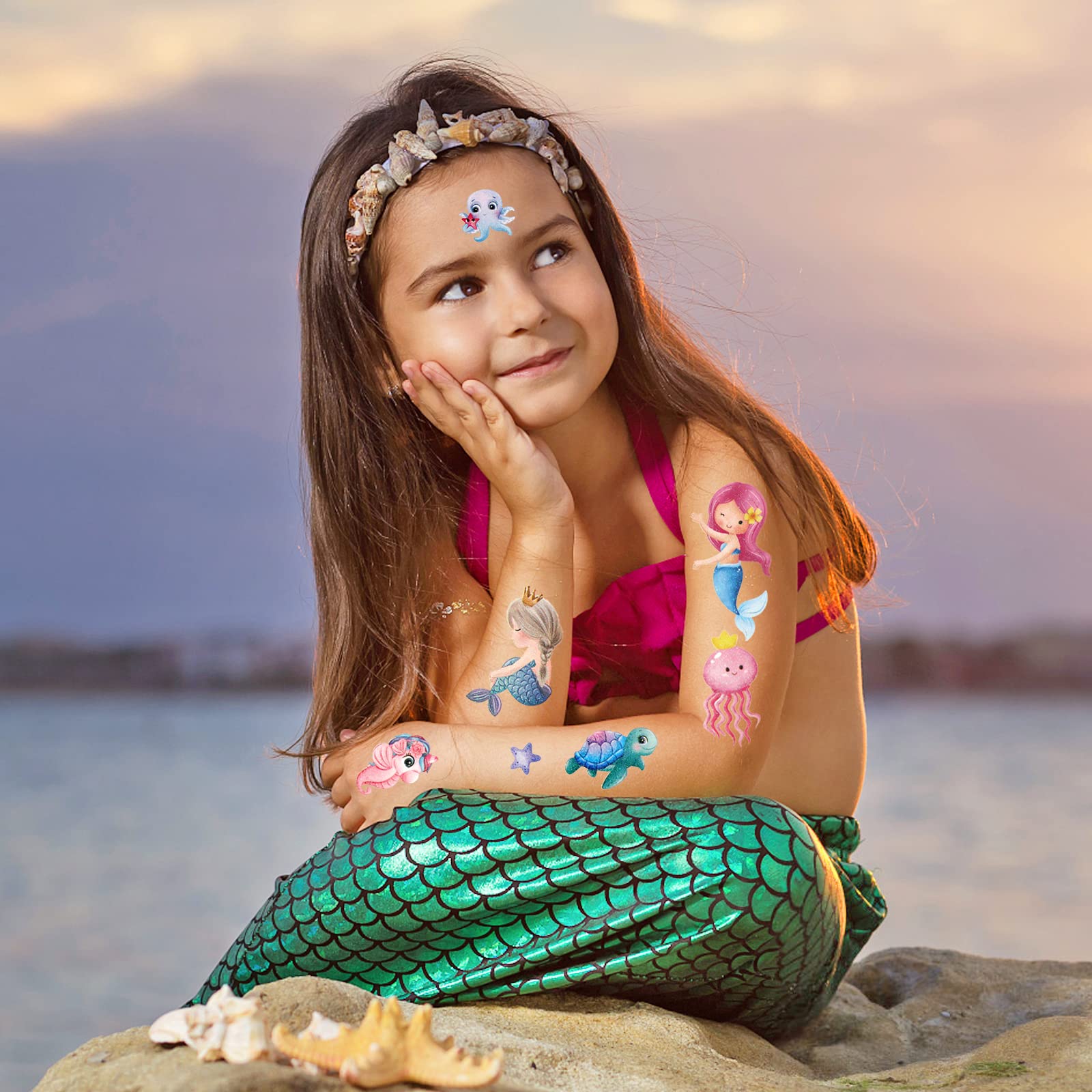 howaf-meerjungfrau-tempor-re-tattoos-kinder-glitzer-10-bl-tter image 5