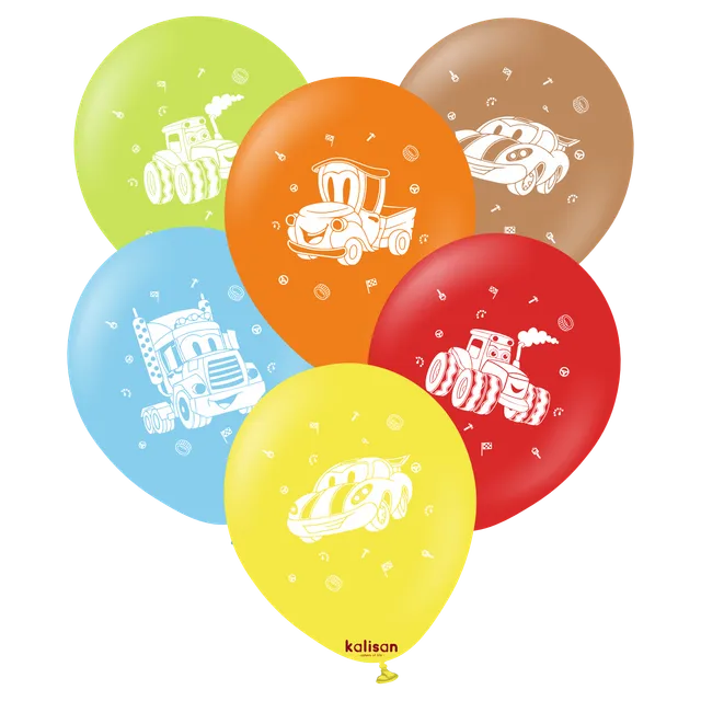 kalisan-party-theme-vehicles-luftballons-25-st-ck-bunt image 1