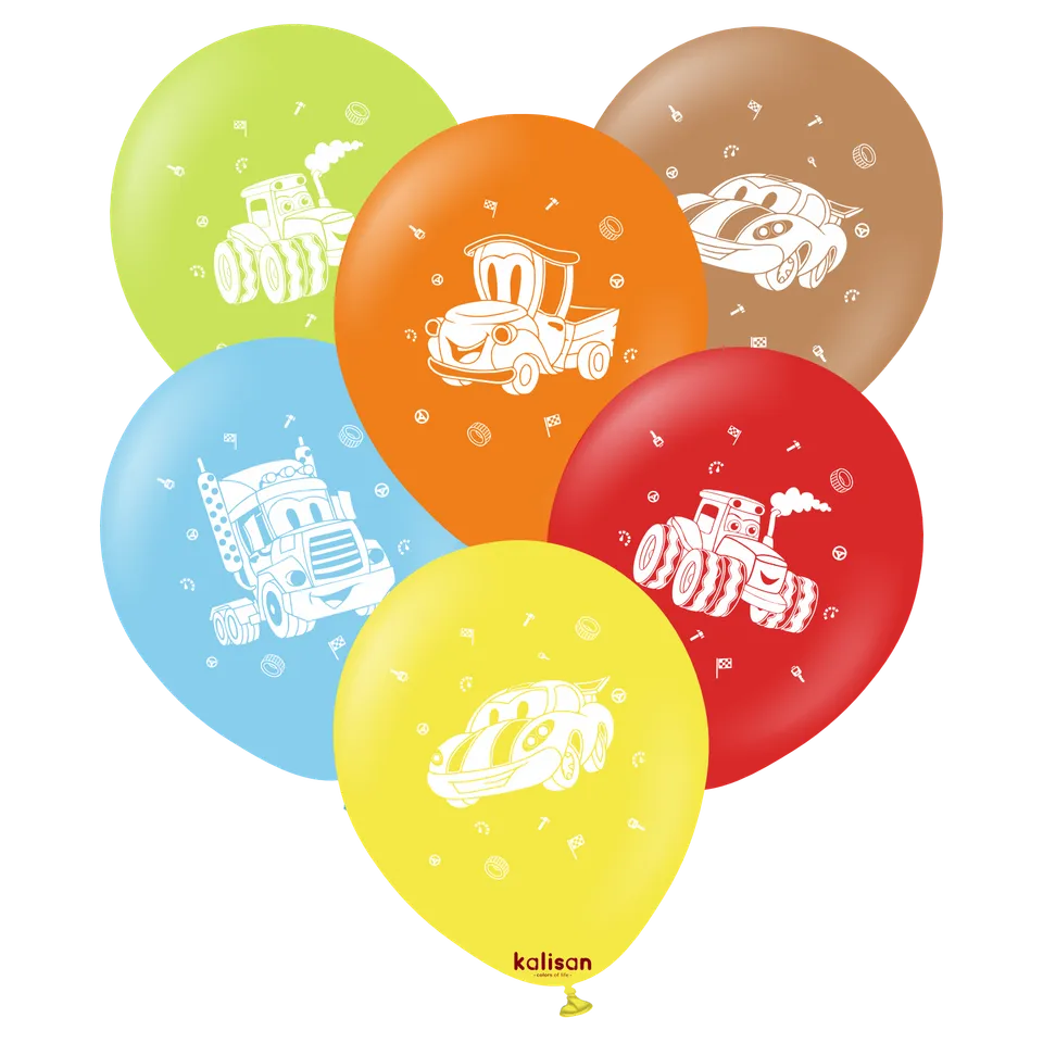 kalisan-party-theme-vehicles-luftballons-25-st-ck-bunt image 1