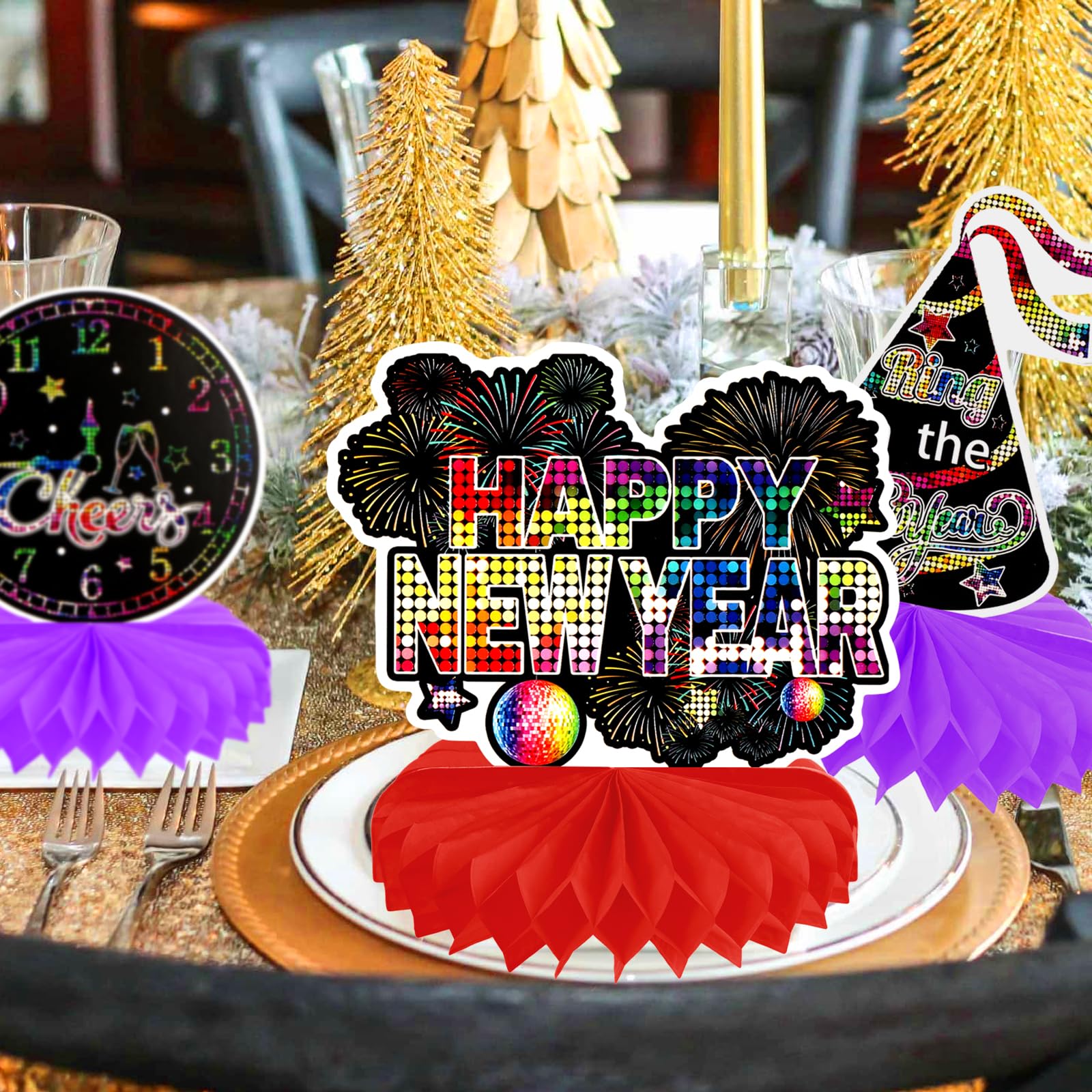 howaf-silvester-deko-2026-bienenwabe-tischdeko-bunt-9-st-ck image 6