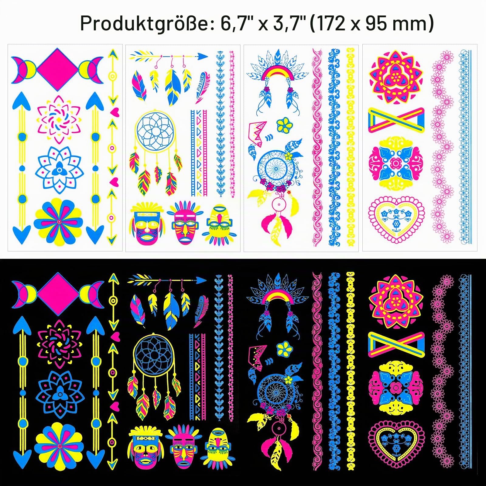 howaf-temporary-tattoos-neon-klebetattoos-20-bl-tter-uv image 5