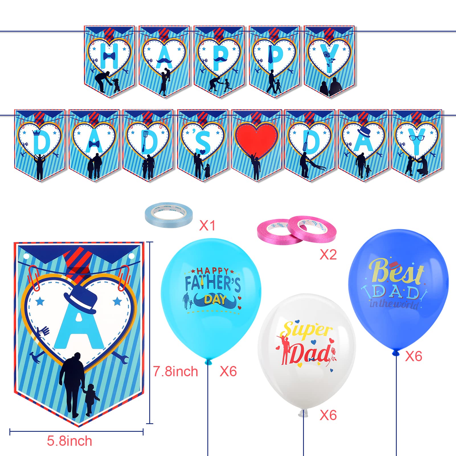 howaf-happy-dads-day-luftballons-vatertag-deko-set-blau image 2