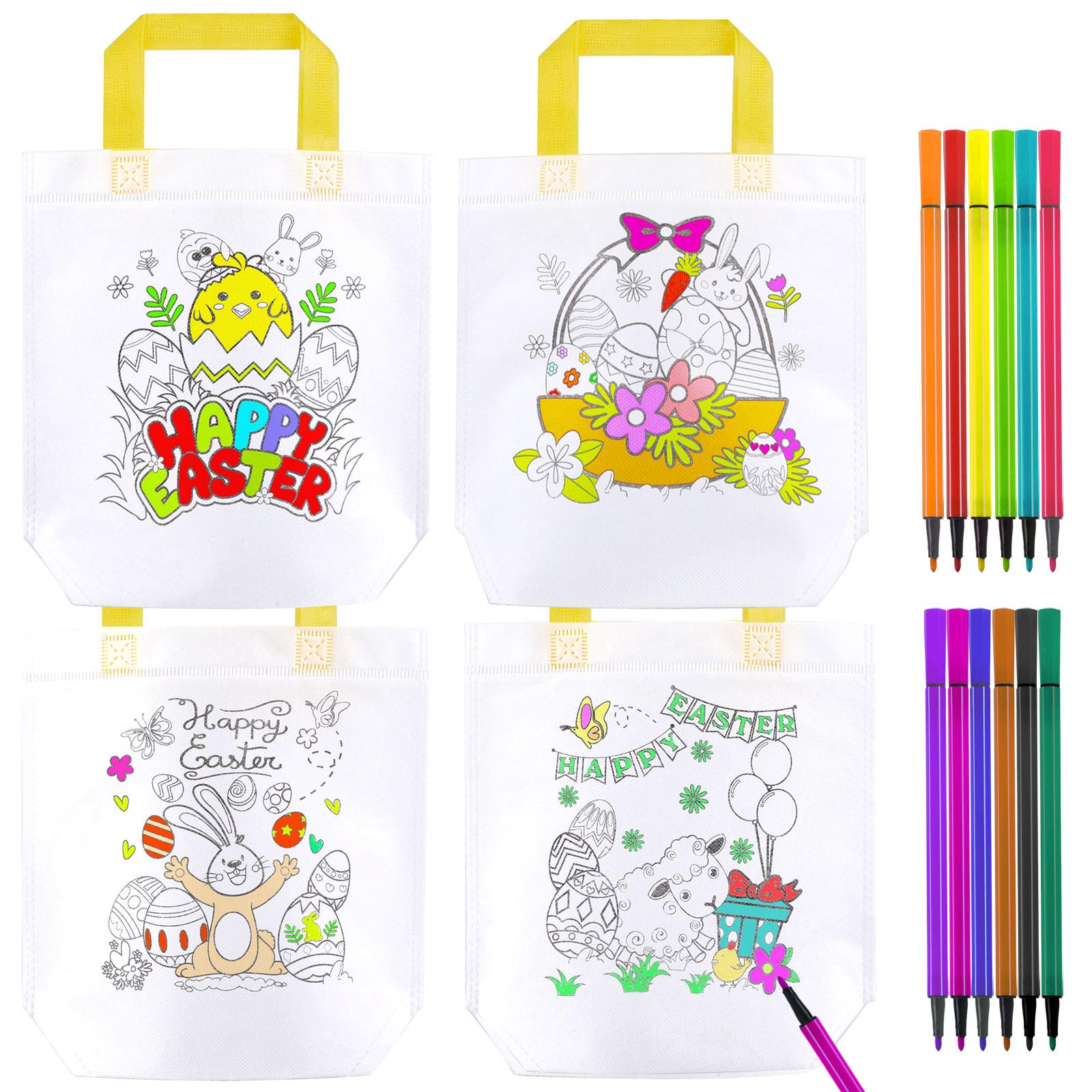 howaf-ostertasche-bemalen-stoffbeutel-set-12-stk-stifte image 1