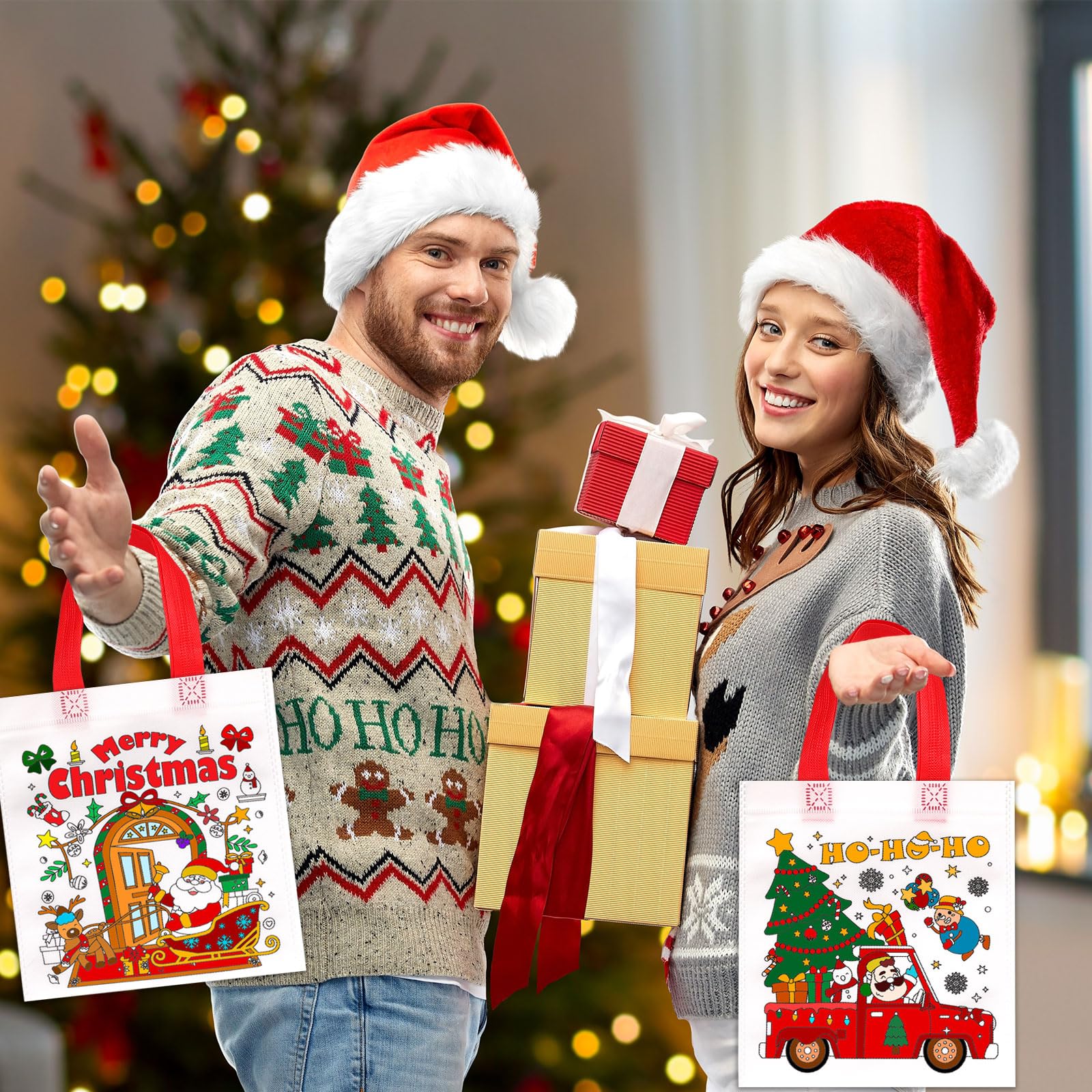howaf-stoffbeutel-weihnachten-zum-bemalen-12er-set-mit-buntstiften image 7