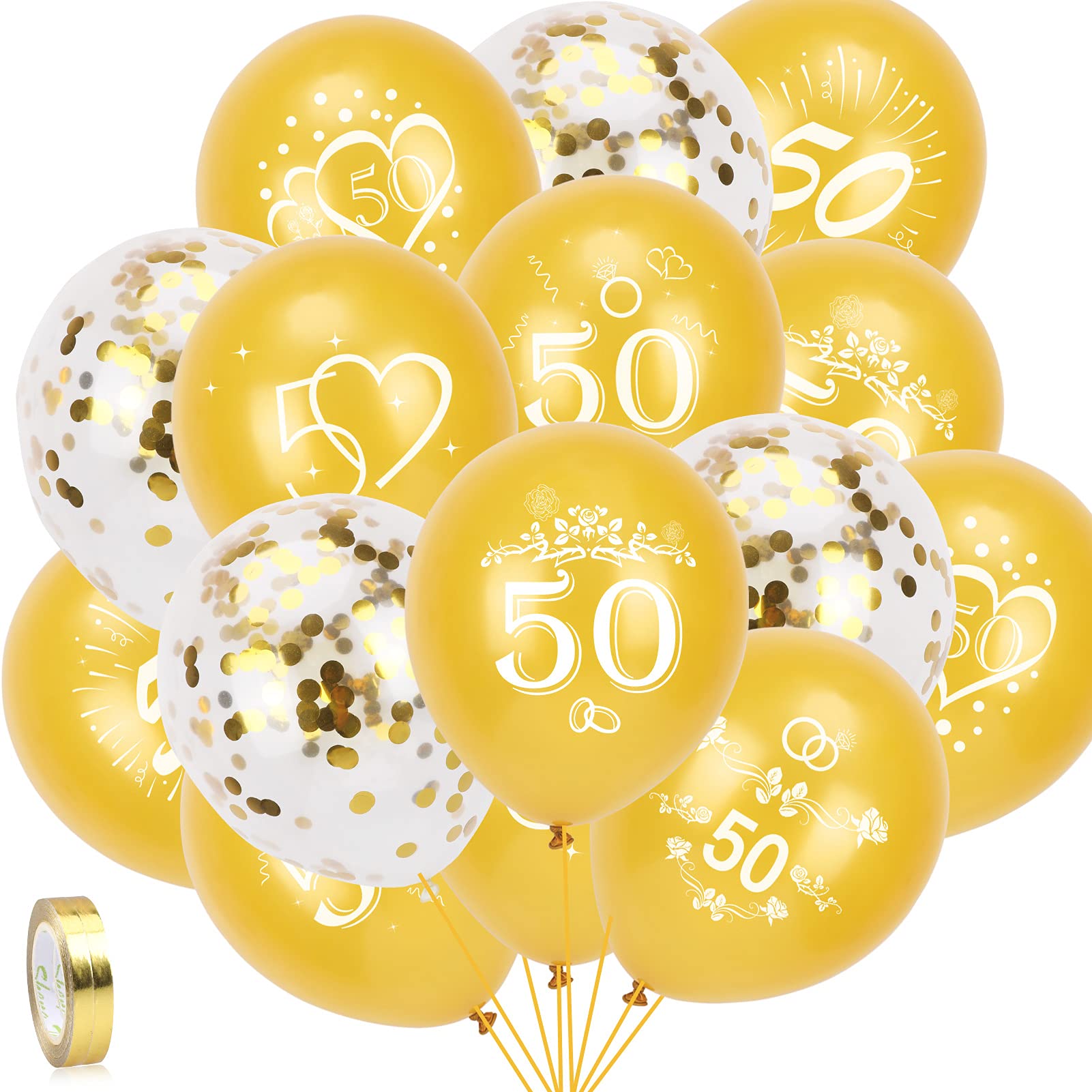 howaf-balloons-goldene-hochzeit-50-luftballons-35-st-ck-gold image 1