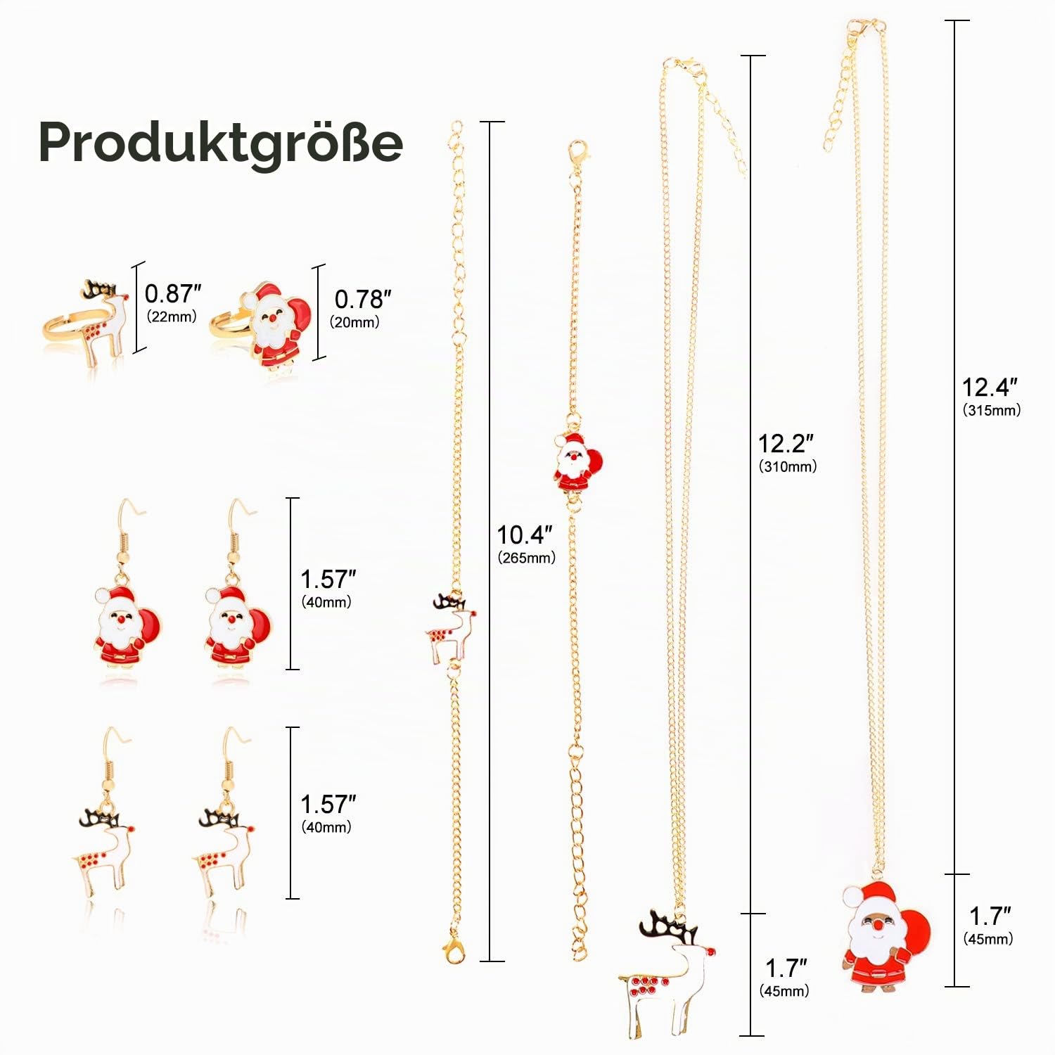 howaf-weihnachtsschmuck-m-dchen-set-10-teile-kette-armband-ringe image 2