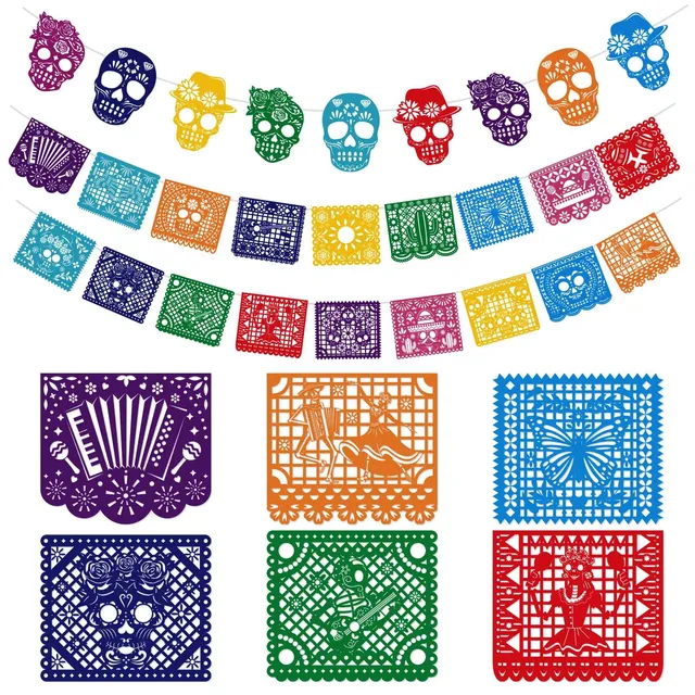 howaf-dia-de-los-muertos-girlande-filz-27tlg-banner-mehrfarbig image 1