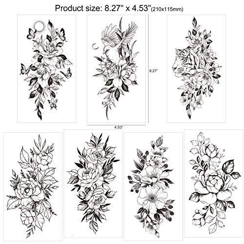 howaf-tempor-re-tattoos-schwarze-rose-15-bl-tter-wasserdicht image 7