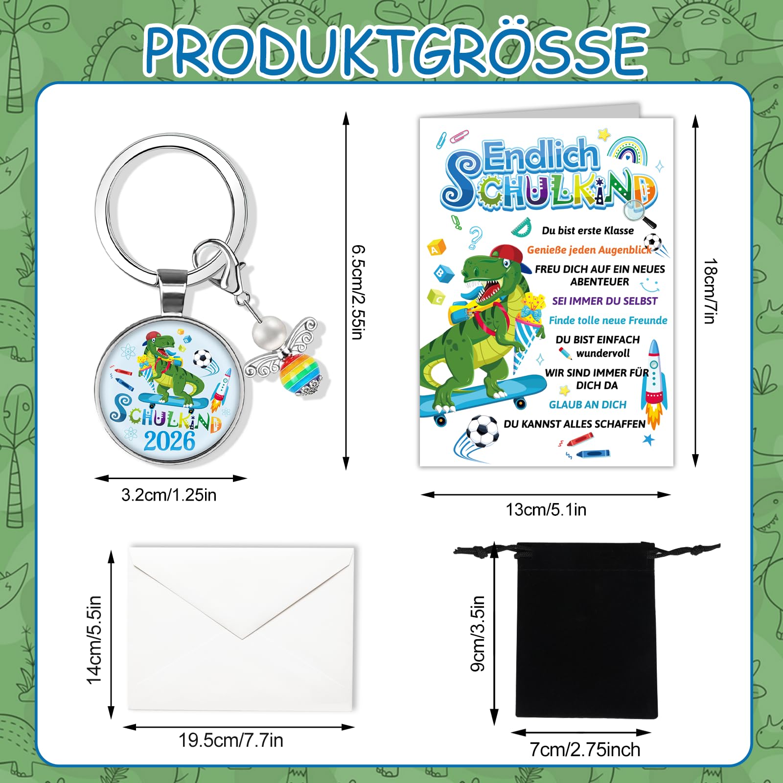 howaf-dino-einschulung-karte-schulanfang-set-mit-anh-nger image 2