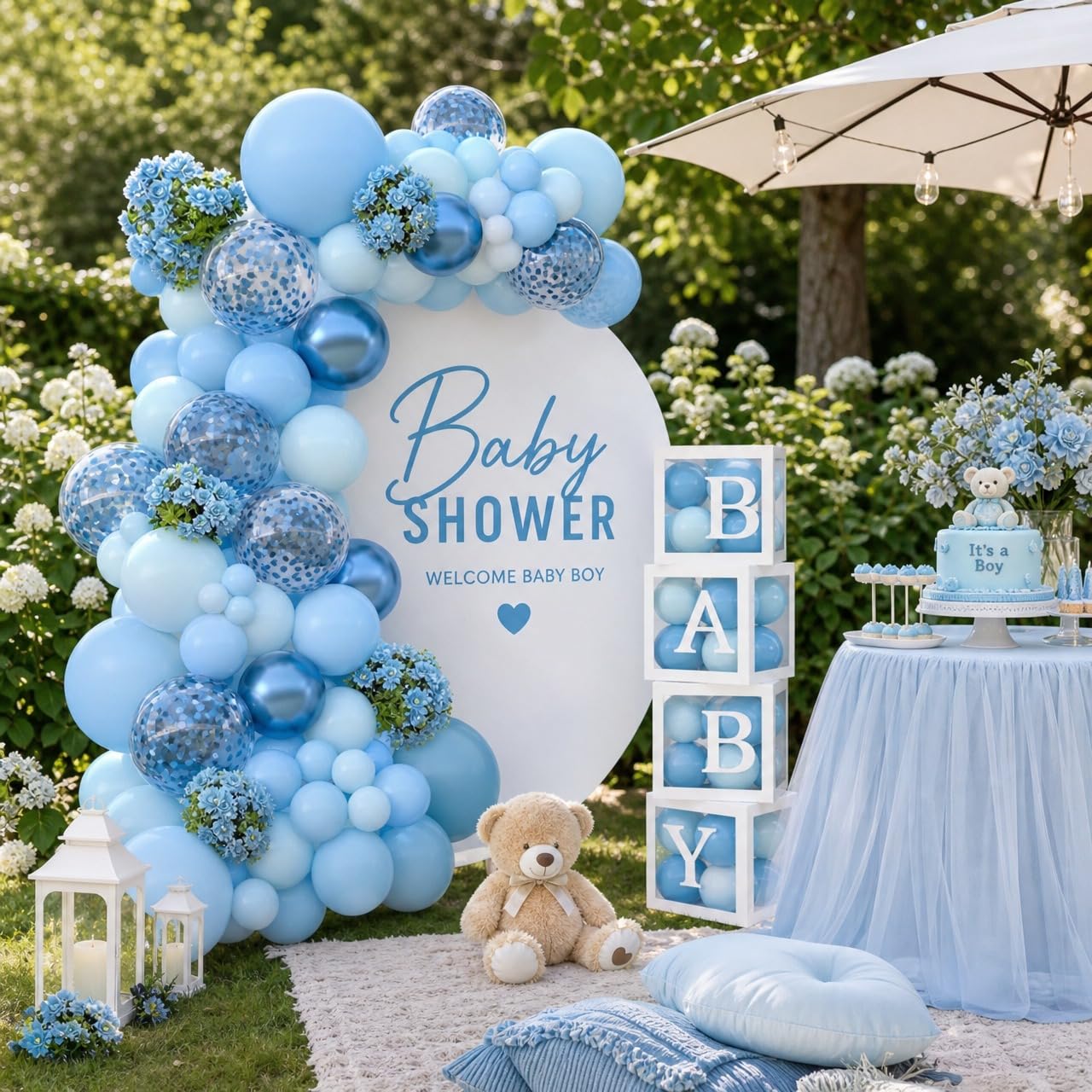 qifu-babyparty-deko-junge-blau-130-teile-box-und-ballons image 5