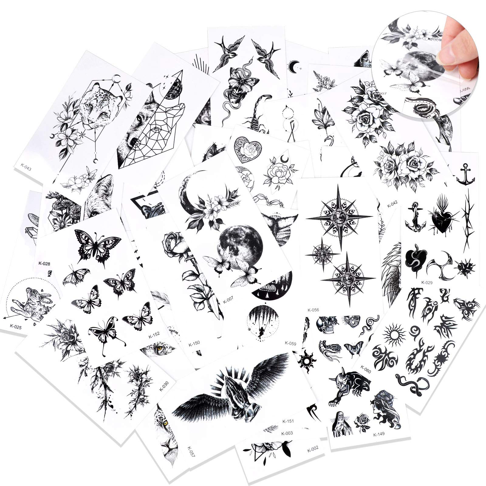 howaf-temporary-tattoos-schwarz-30-blatt-klebetattoos-set image 5