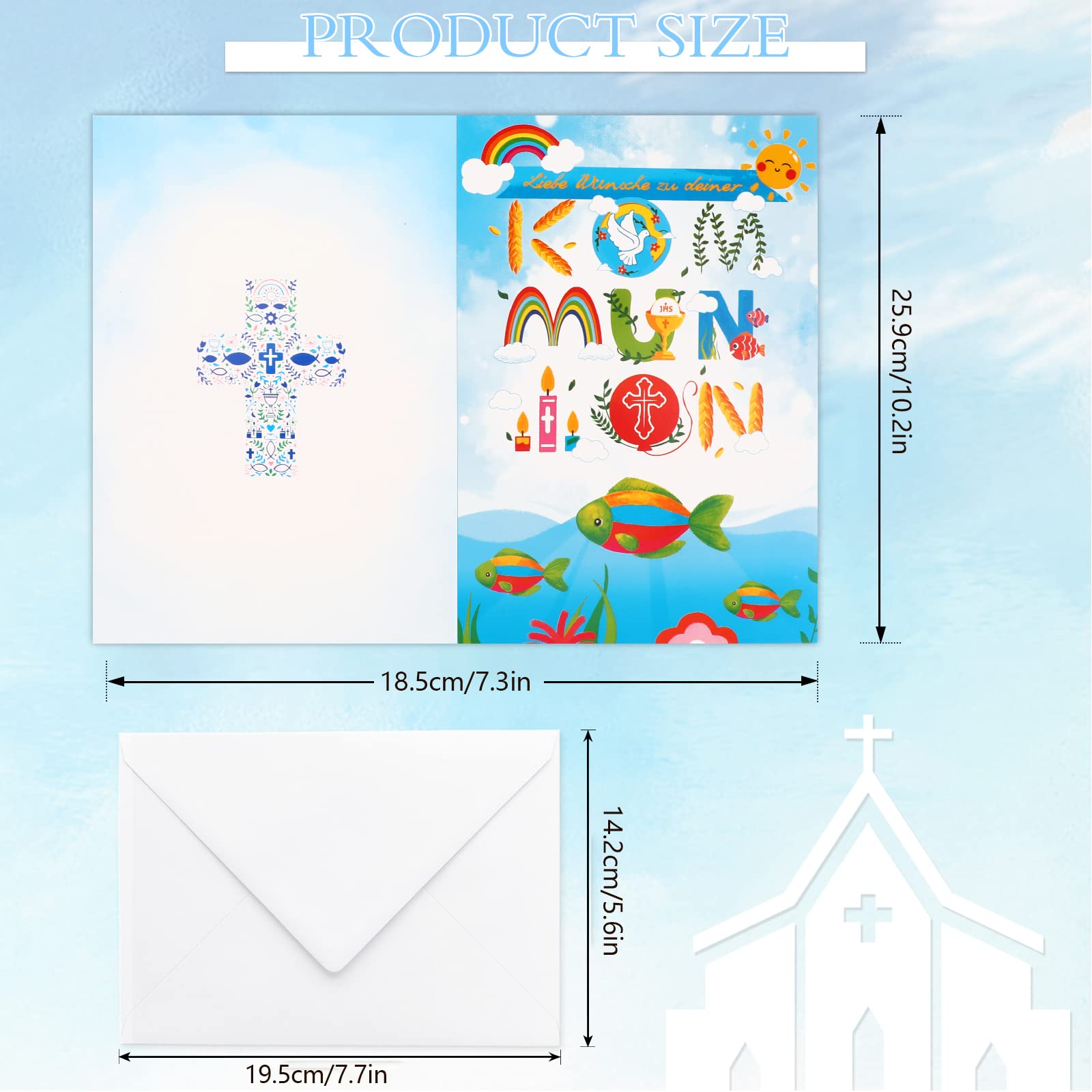 howaf-kommunion-pop-up-karte-fisch-mit-rosenkranz-rosa-erstkommunion image 2