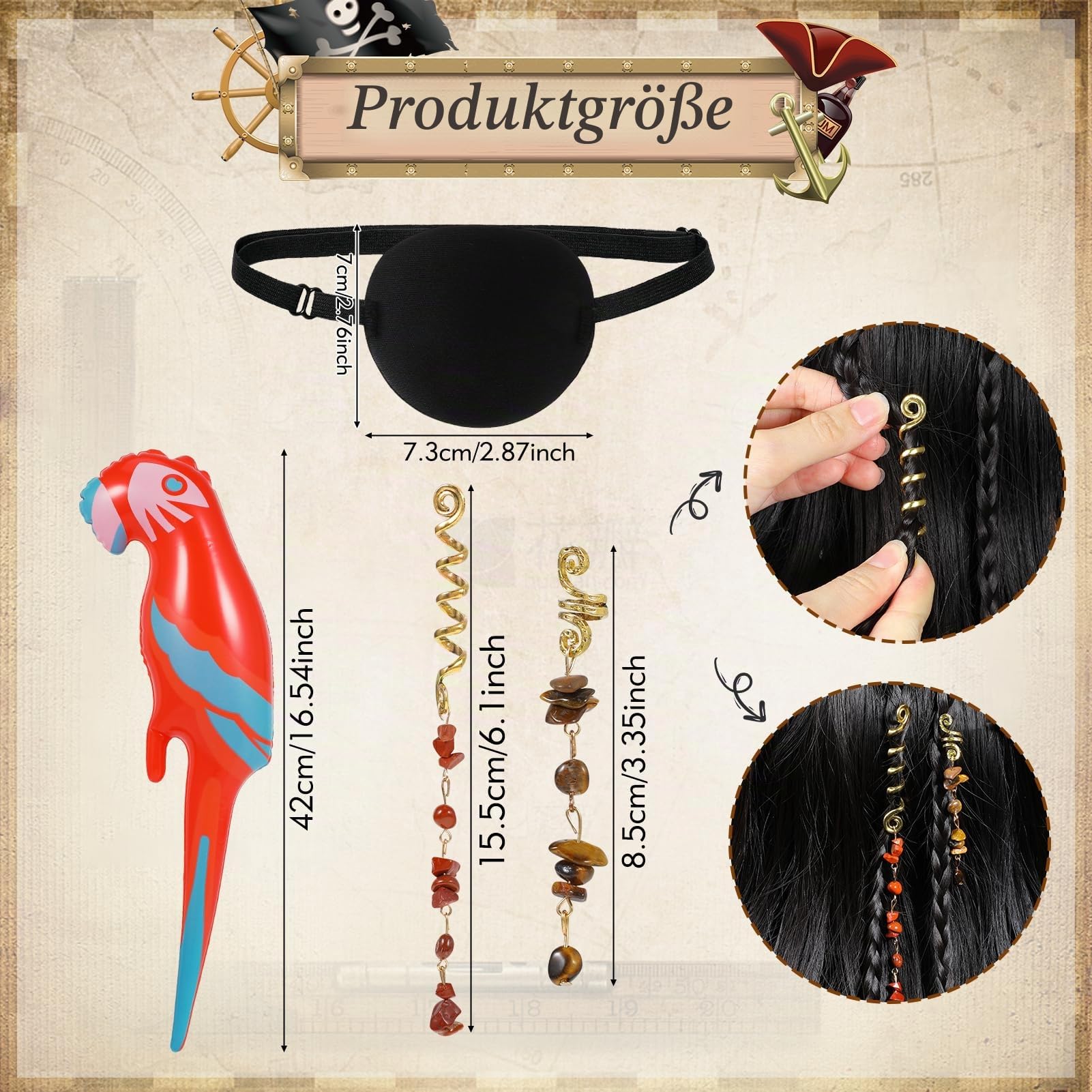 howaf-piratenkost-m-damen-rot-accessoire-set-fasching image 3