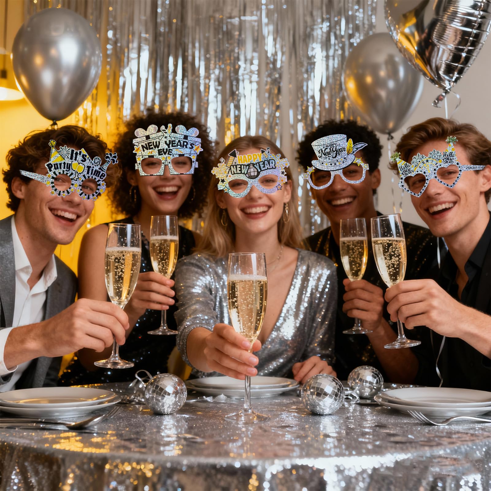 howaf-silvester-brille-2027-glitzer-silber-partybrille-12er-set image 5