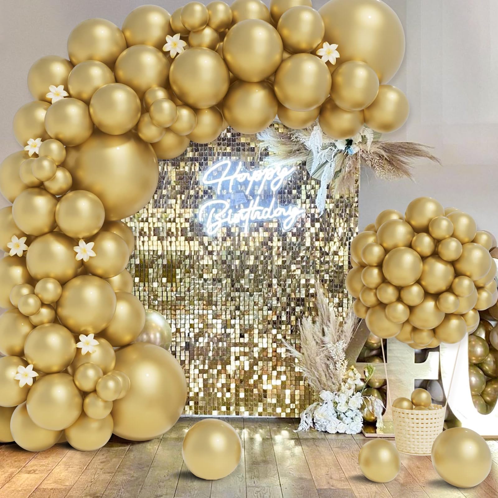 qifu-ballon-girlande-gold-102-tlg-luftballon-set-geburtstag image 4