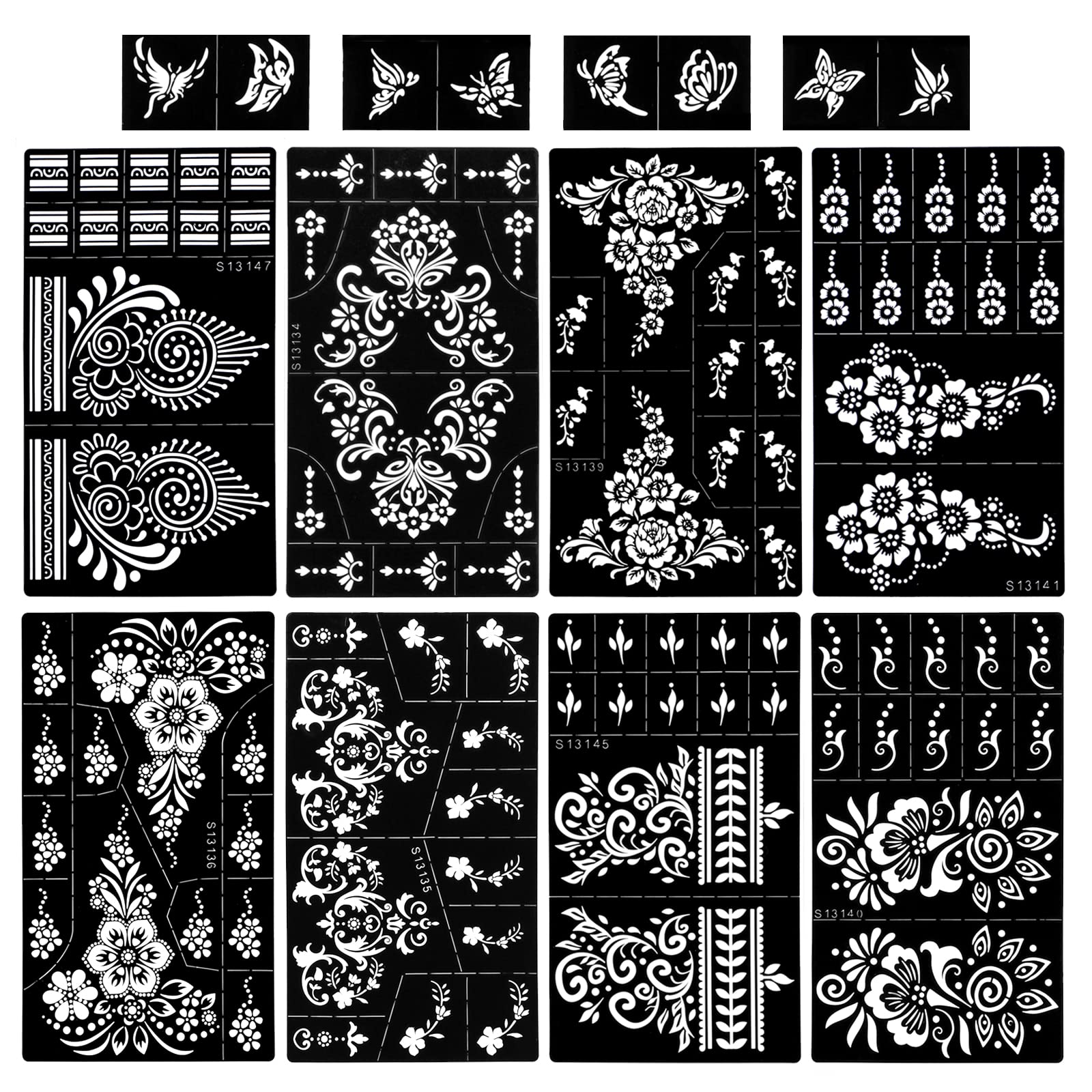 howaf-henna-schablonen-tattoo-stencil-set-a-9-blatt image 1