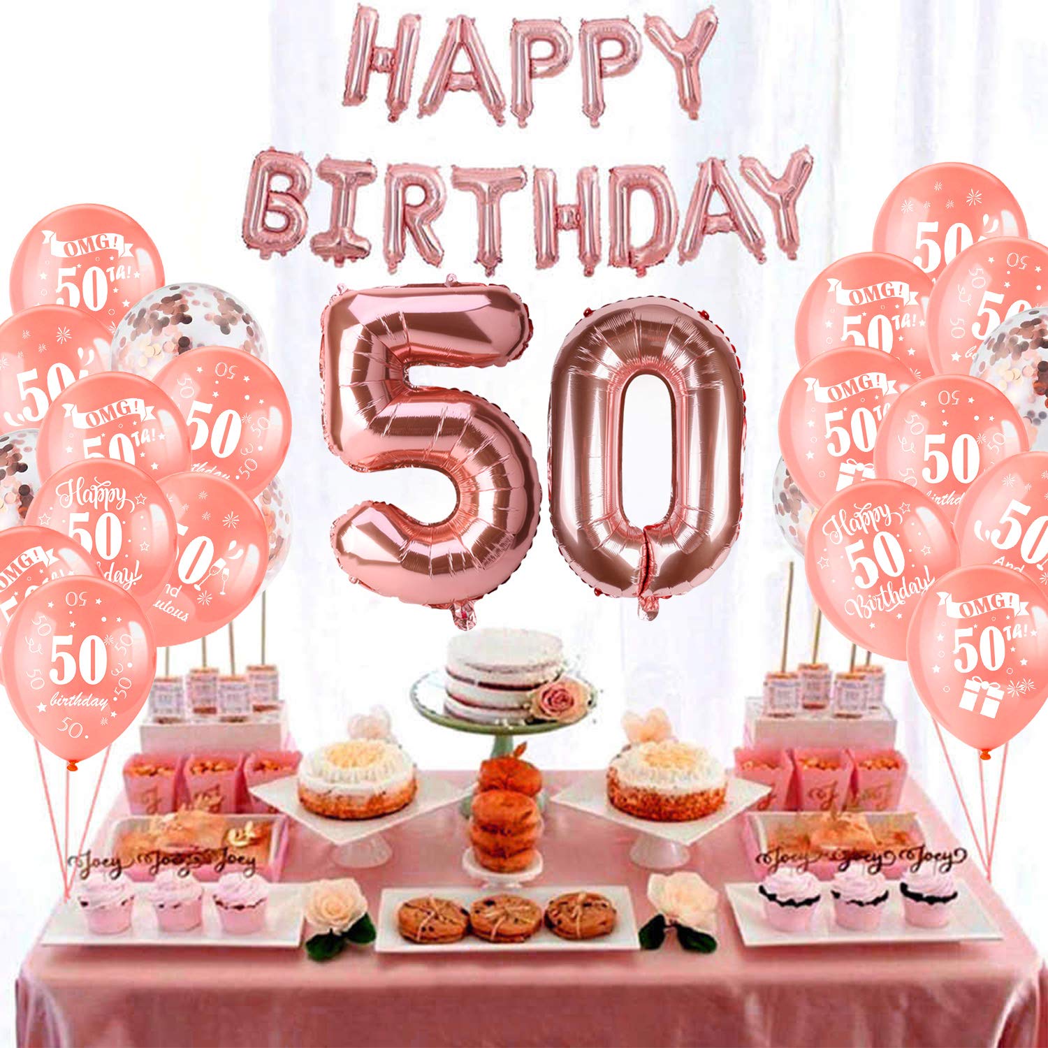 howaf-50-geburtstag-luftballons-rosegold-30-st-ck-konfetti-set image 4