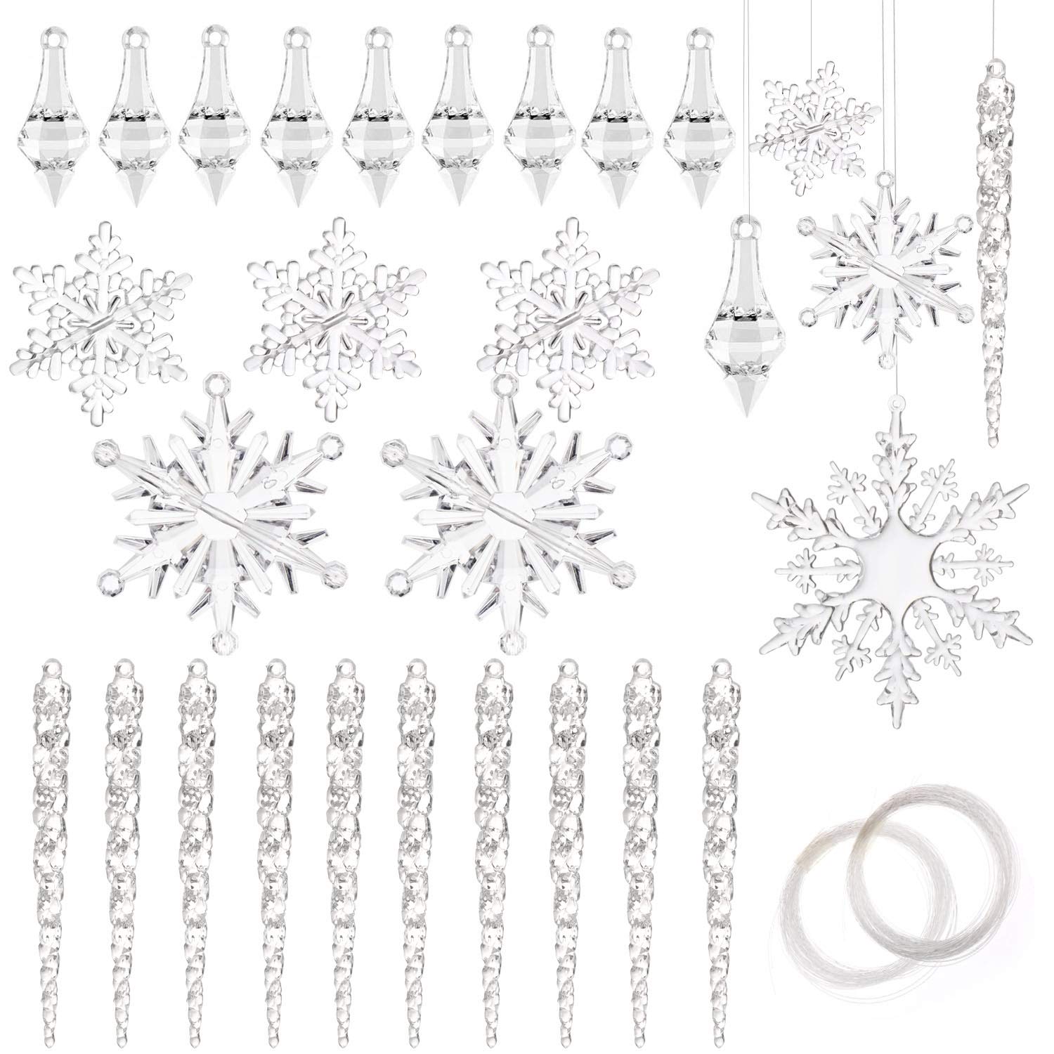 howaf-christbaumschmuck-eiszapfen-schneeflocken-40er-set image 1
