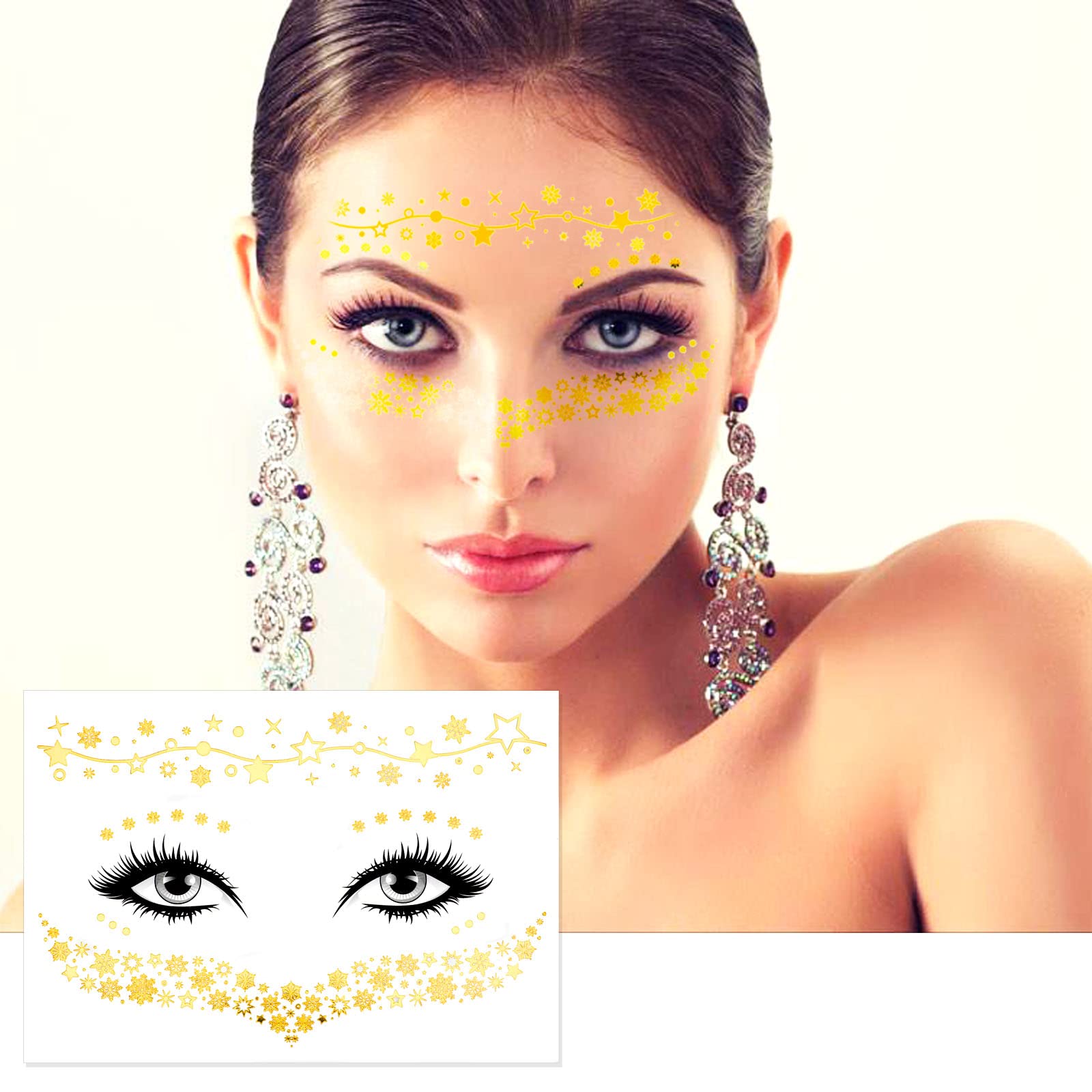 howaf-gesichtstattoo-glitzer-gold-sterne-6-blatt image 5