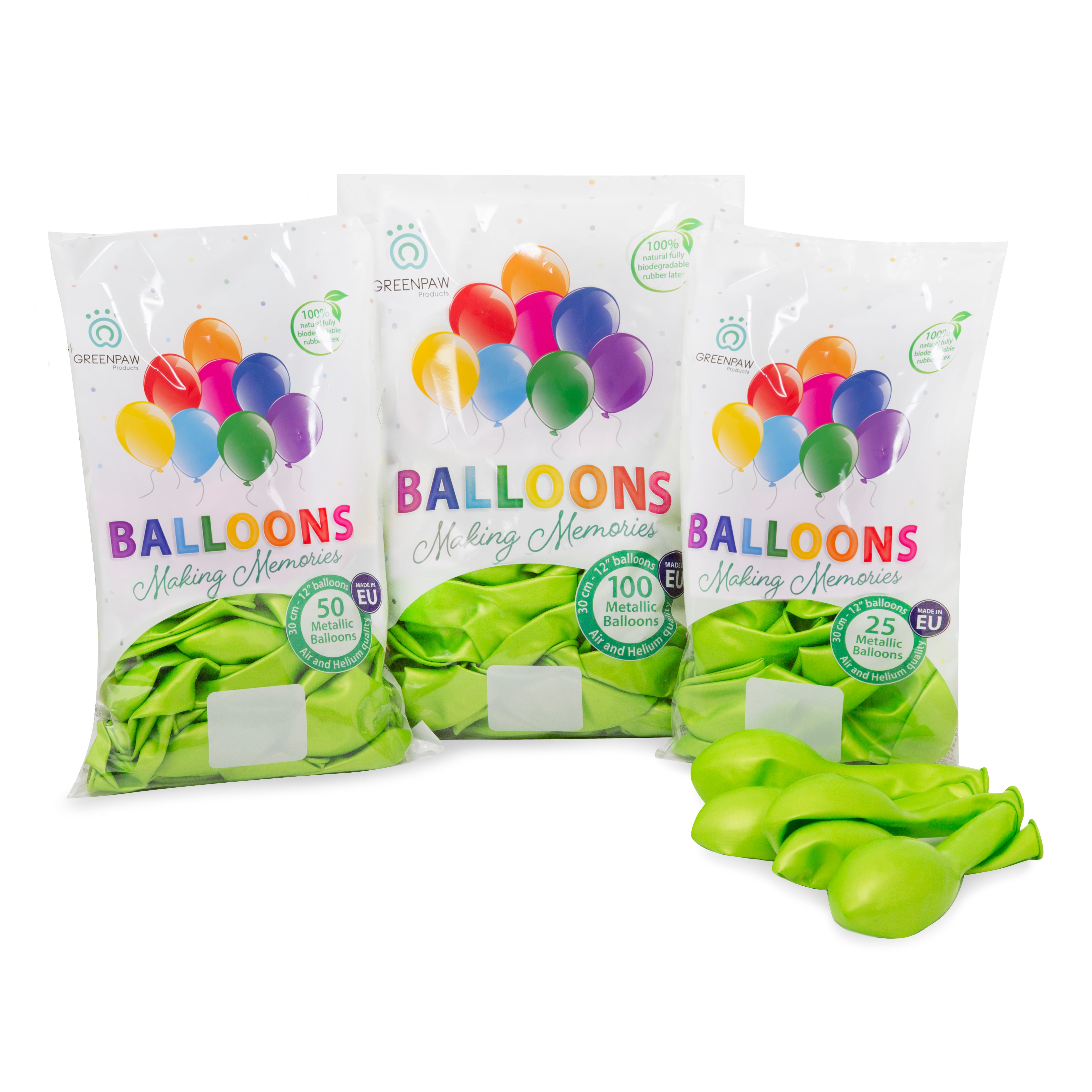 green-paw-metallic-balloons-luftballons-apfelgr-n-25-st-helium image 6