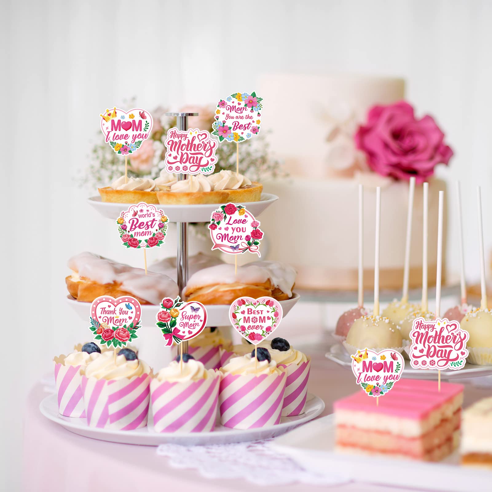 howaf-muttertag-tortendeko-25tlg-cake-topper-floral-beste-mama image 6