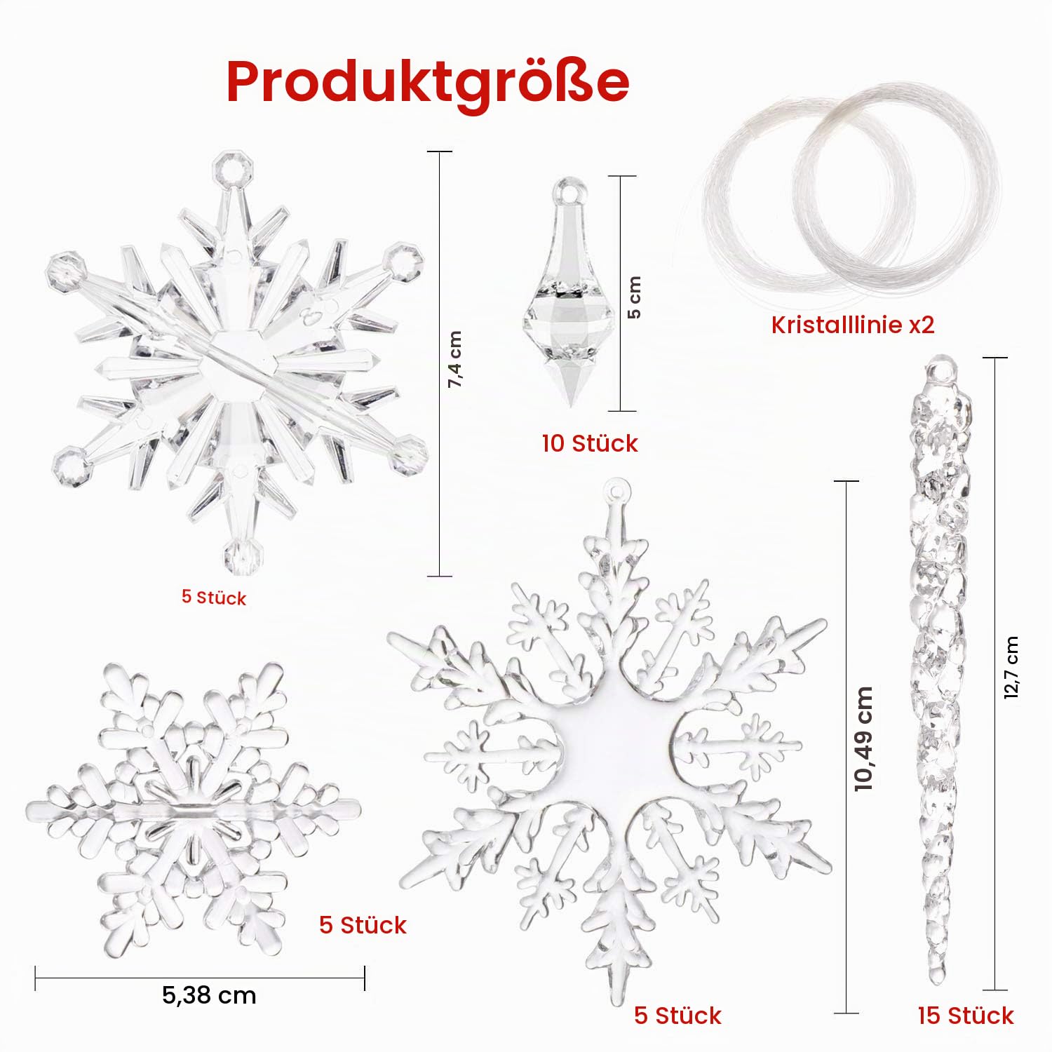 howaf-christbaumschmuck-eiszapfen-schneeflocken-40er-set image 2